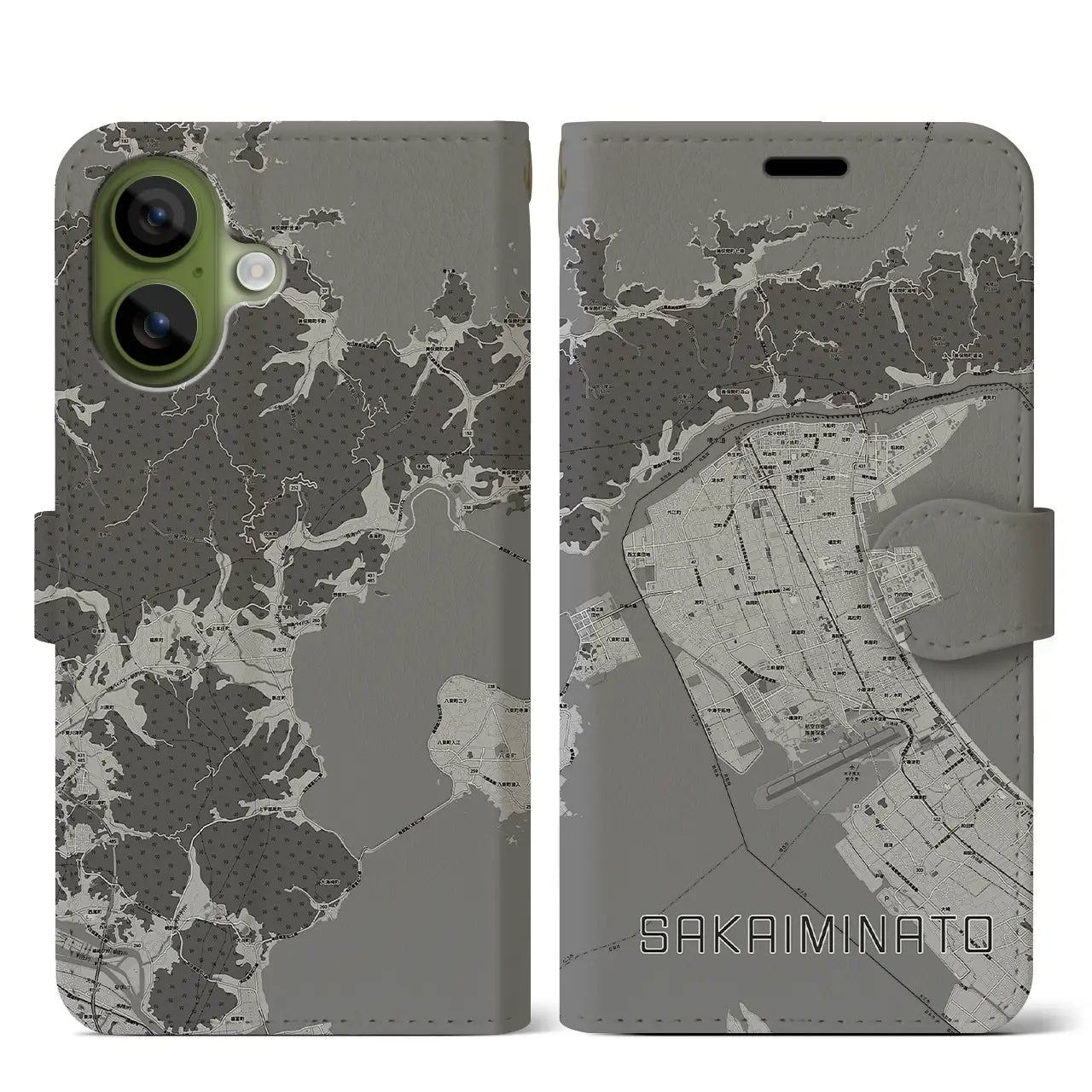 【境港（鳥取県）】地図柄iPhoneケース（手帳タイプ）