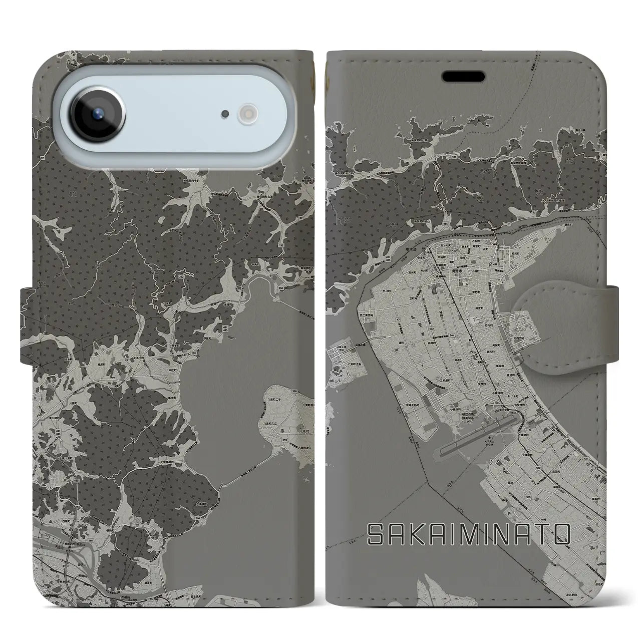 【境港（鳥取県）】地図柄iPhoneケース（手帳タイプ）