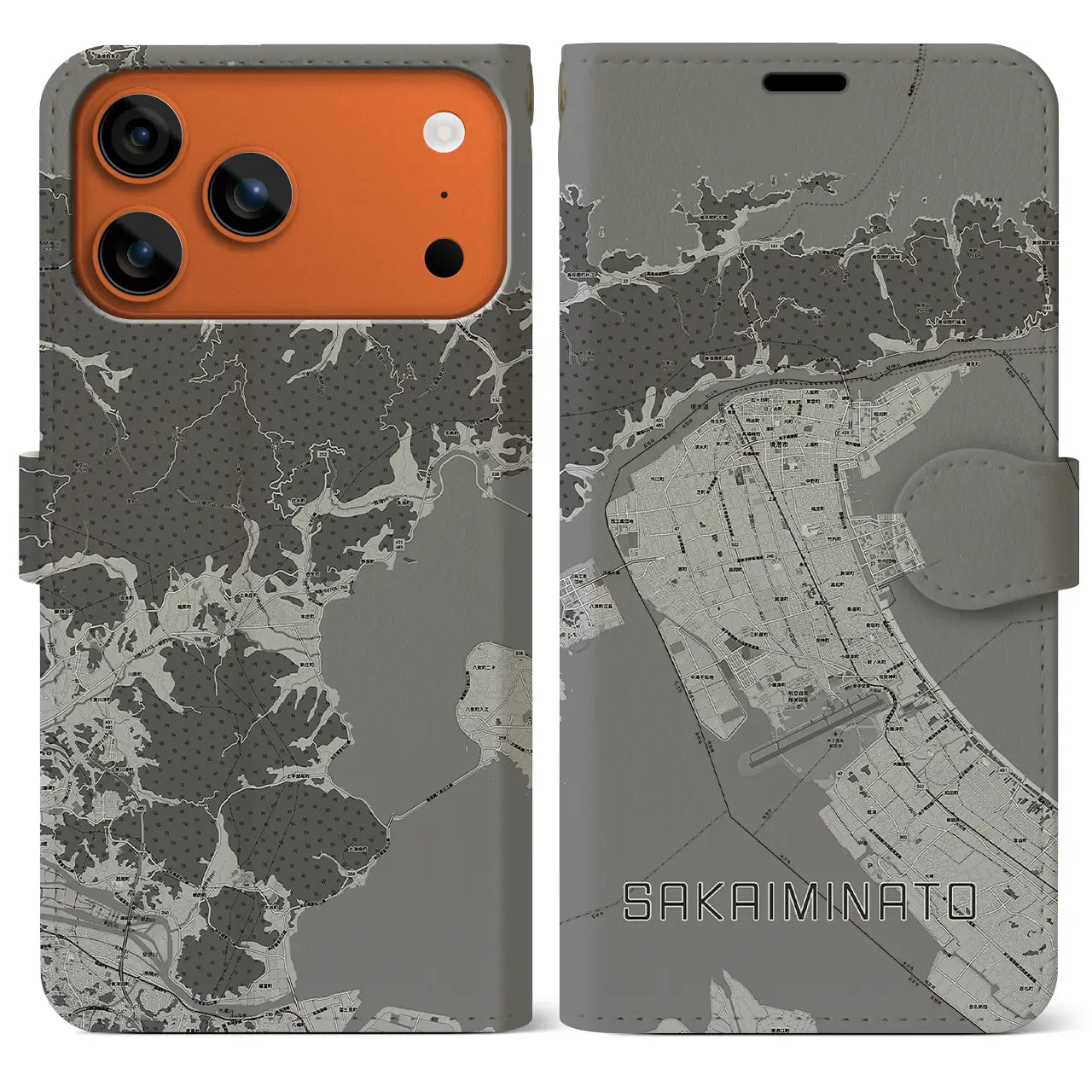 【境港（鳥取県）】地図柄iPhoneケース（手帳タイプ）