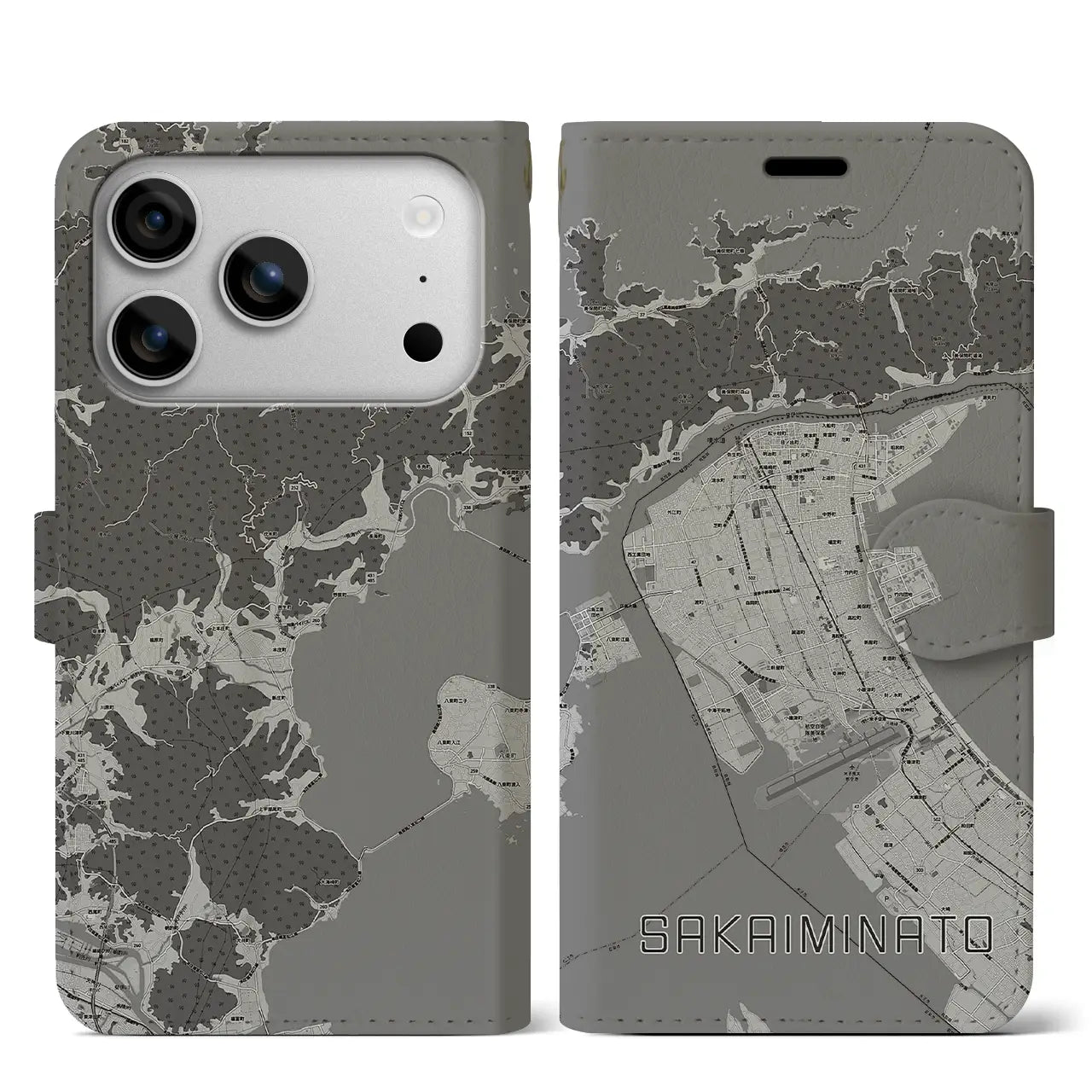 【境港（鳥取県）】地図柄iPhoneケース（手帳タイプ）