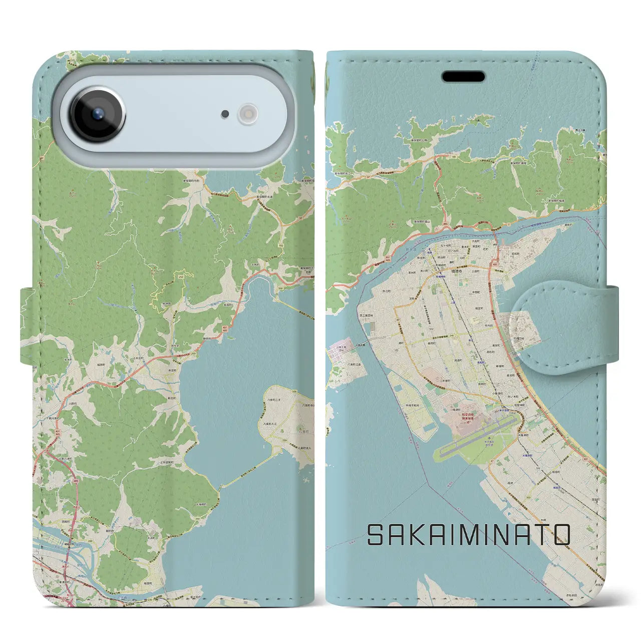 【境港（鳥取県）】地図柄iPhoneケース（手帳タイプ）