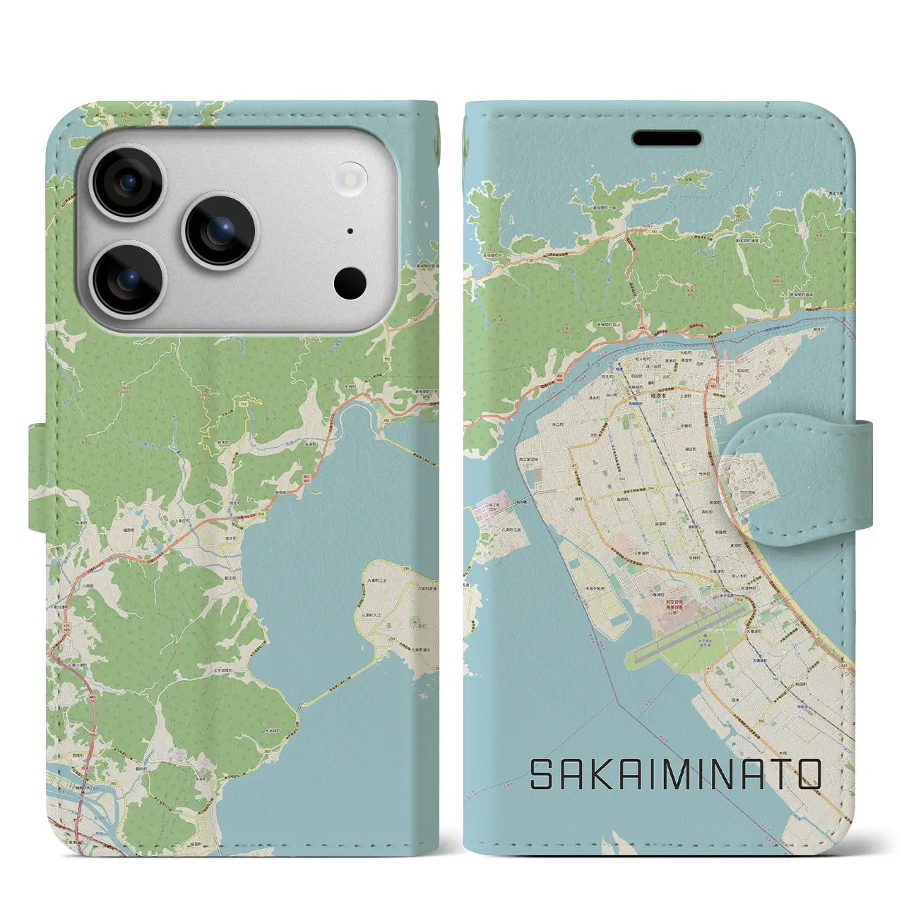 【境港（鳥取県）】地図柄iPhoneケース（手帳タイプ）