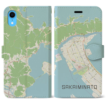 【境港（鳥取県）】地図柄iPhoneケース（手帳タイプ）ナチュラル・iPhone XR 用