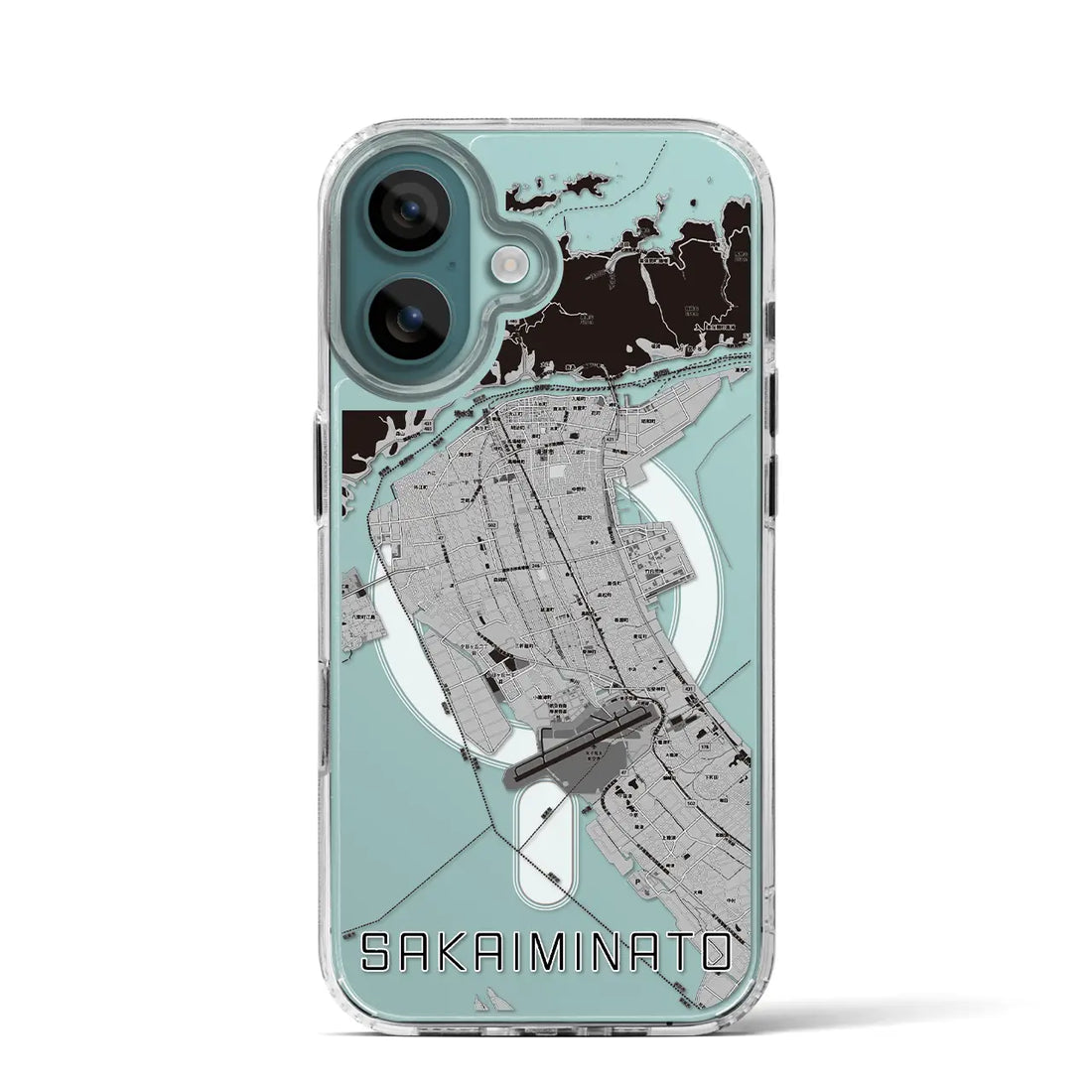 【境港(鳥取県)】地図柄iPhoneケース(MagSafeタイプ)モノトーン・iPhone 16 Pro 用