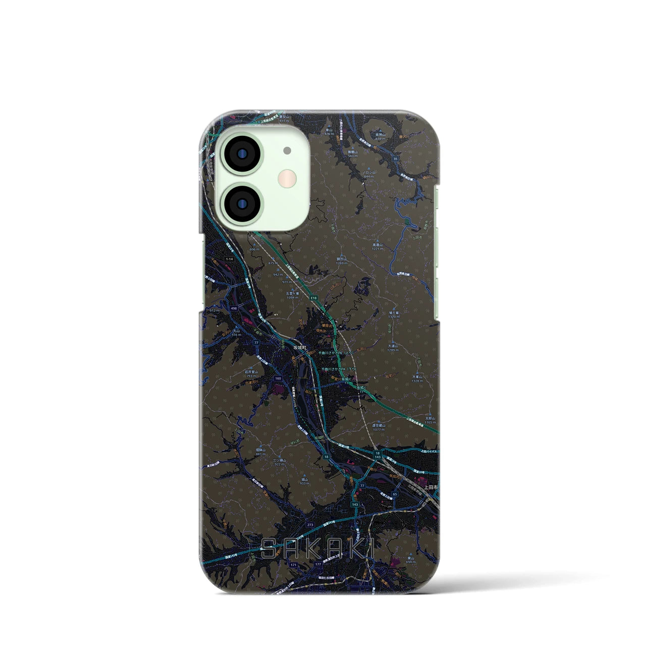 【坂城（長野県）】地図柄iPhoneケース（バックカバータイプ）