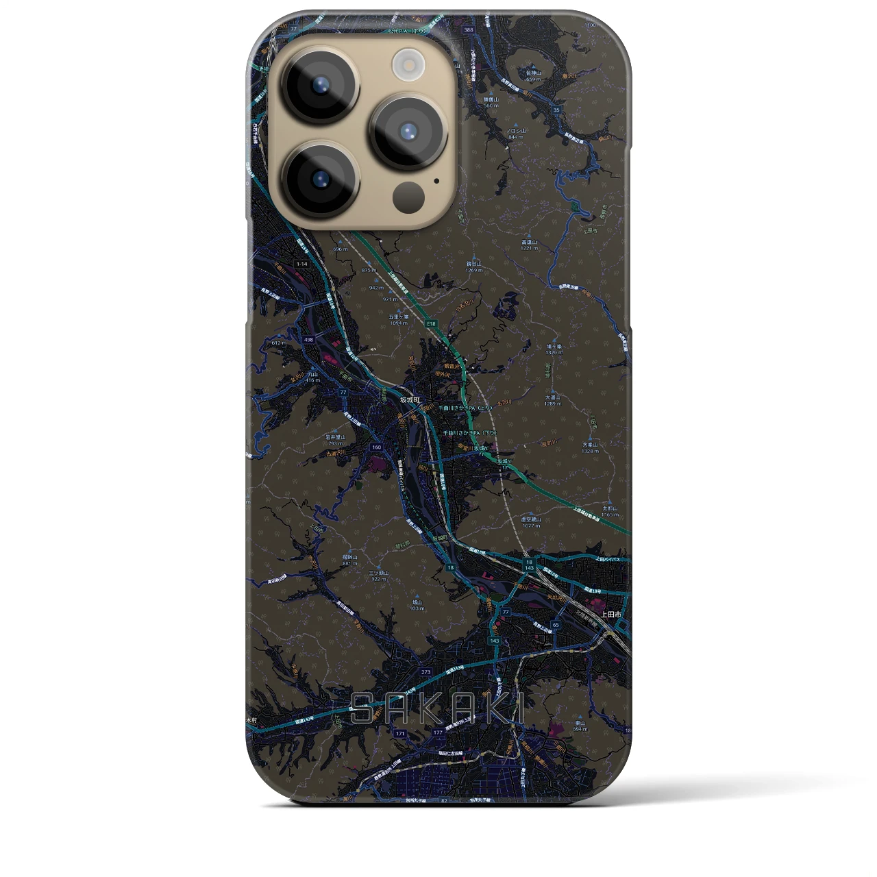 【坂城（長野県）】地図柄iPhoneケース（バックカバータイプ）