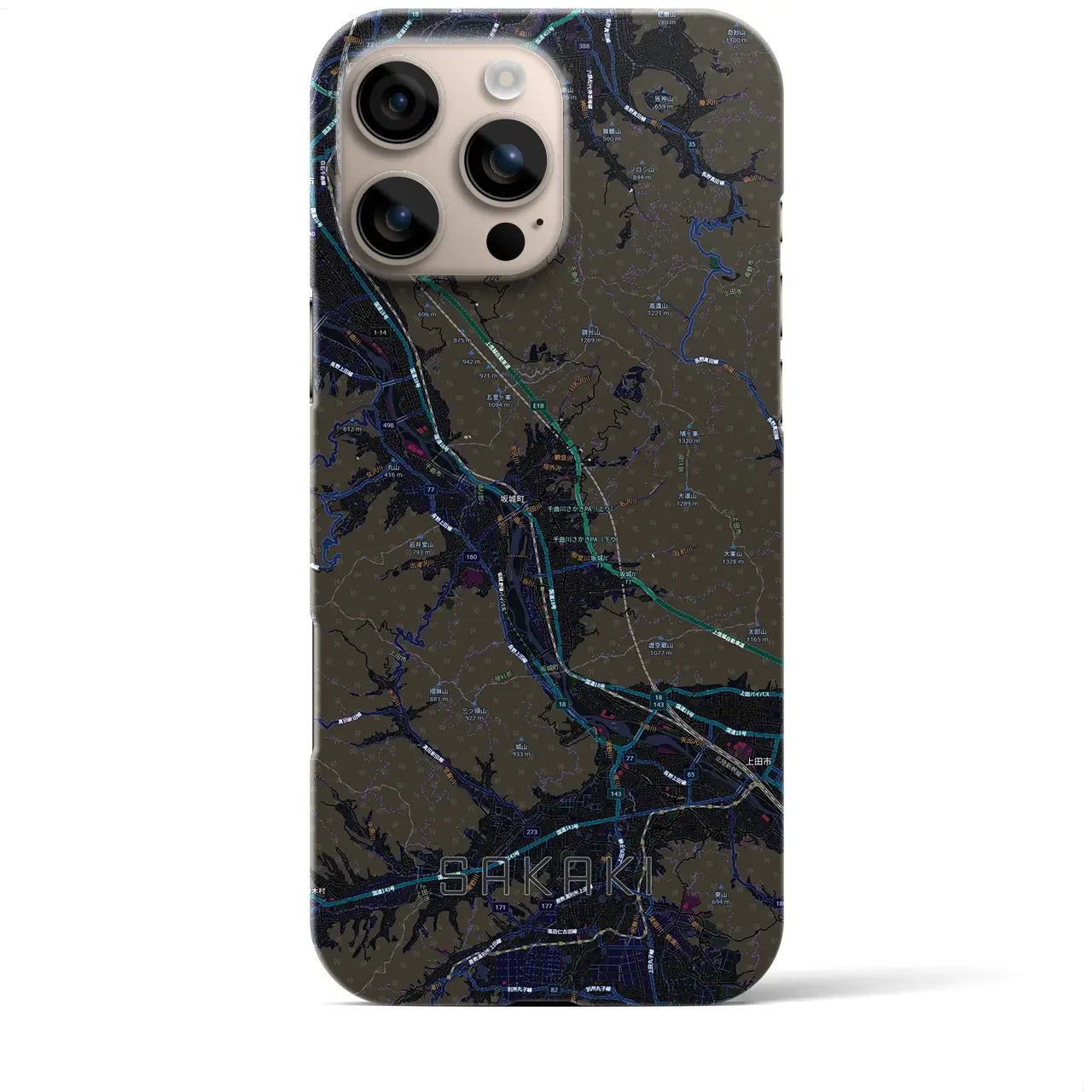 【坂城（長野県）】地図柄iPhoneケース（バックカバータイプ）