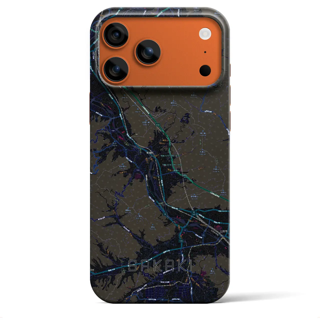 【坂城（長野県）】地図柄iPhoneケース（バックカバータイプ）