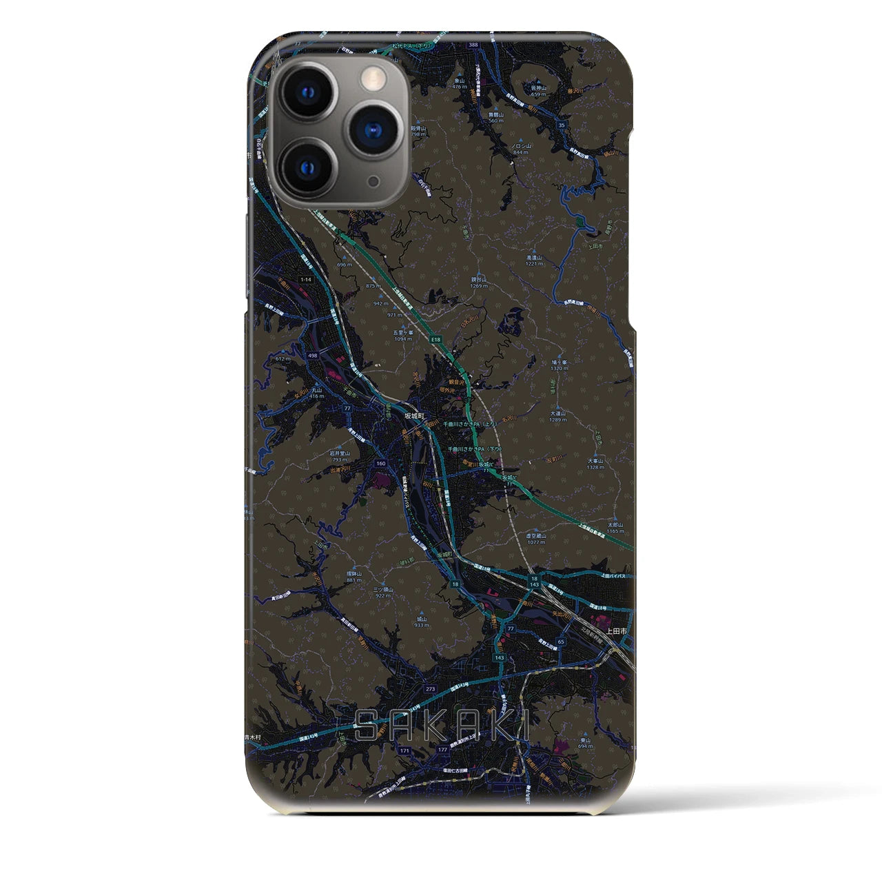 【坂城（長野県）】地図柄iPhoneケース（バックカバータイプ）