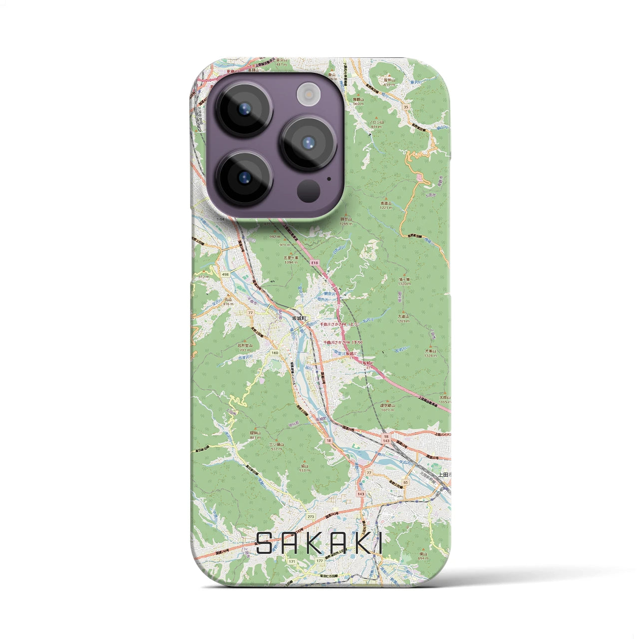 【坂城（長野県）】地図柄iPhoneケース（バックカバータイプ）