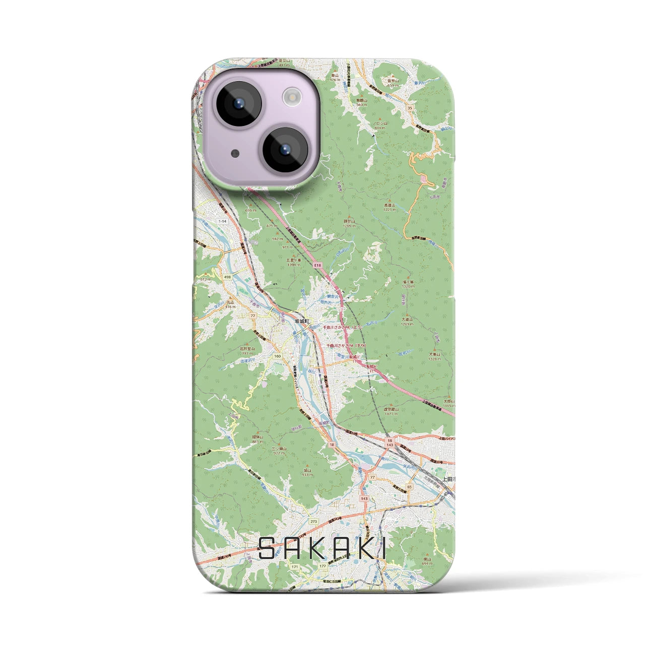 【坂城（長野県）】地図柄iPhoneケース（バックカバータイプ）