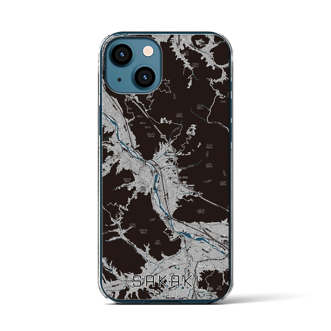 【坂城（長野県）】地図柄iPhoneケース（クリアタイプ）