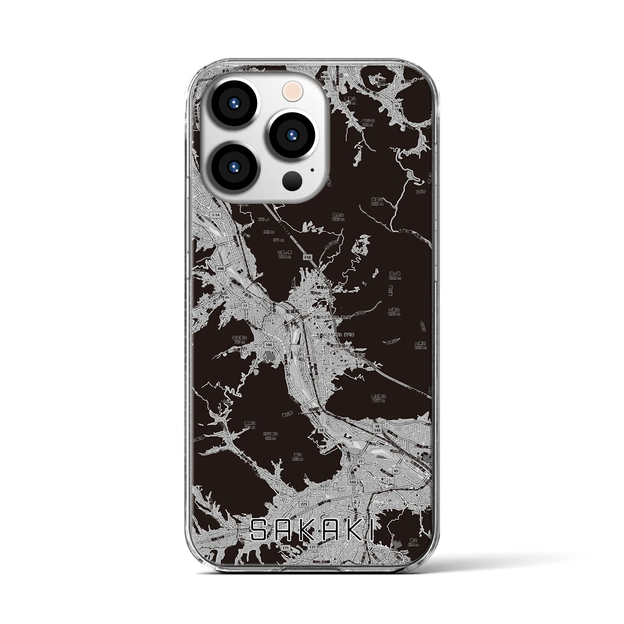 【坂城（長野県）】地図柄iPhoneケース（クリアタイプ）