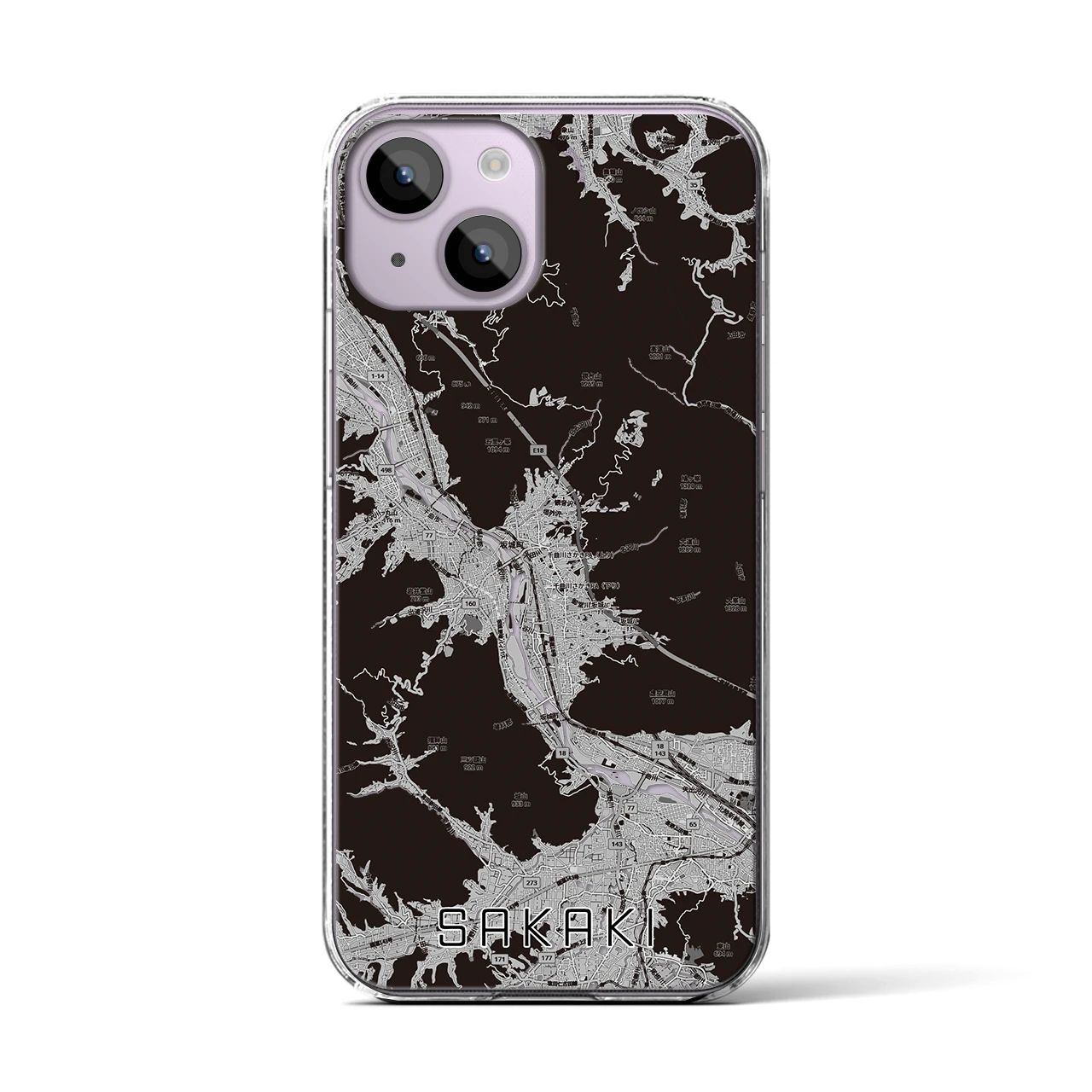 【坂城（長野県）】地図柄iPhoneケース（クリアタイプ）