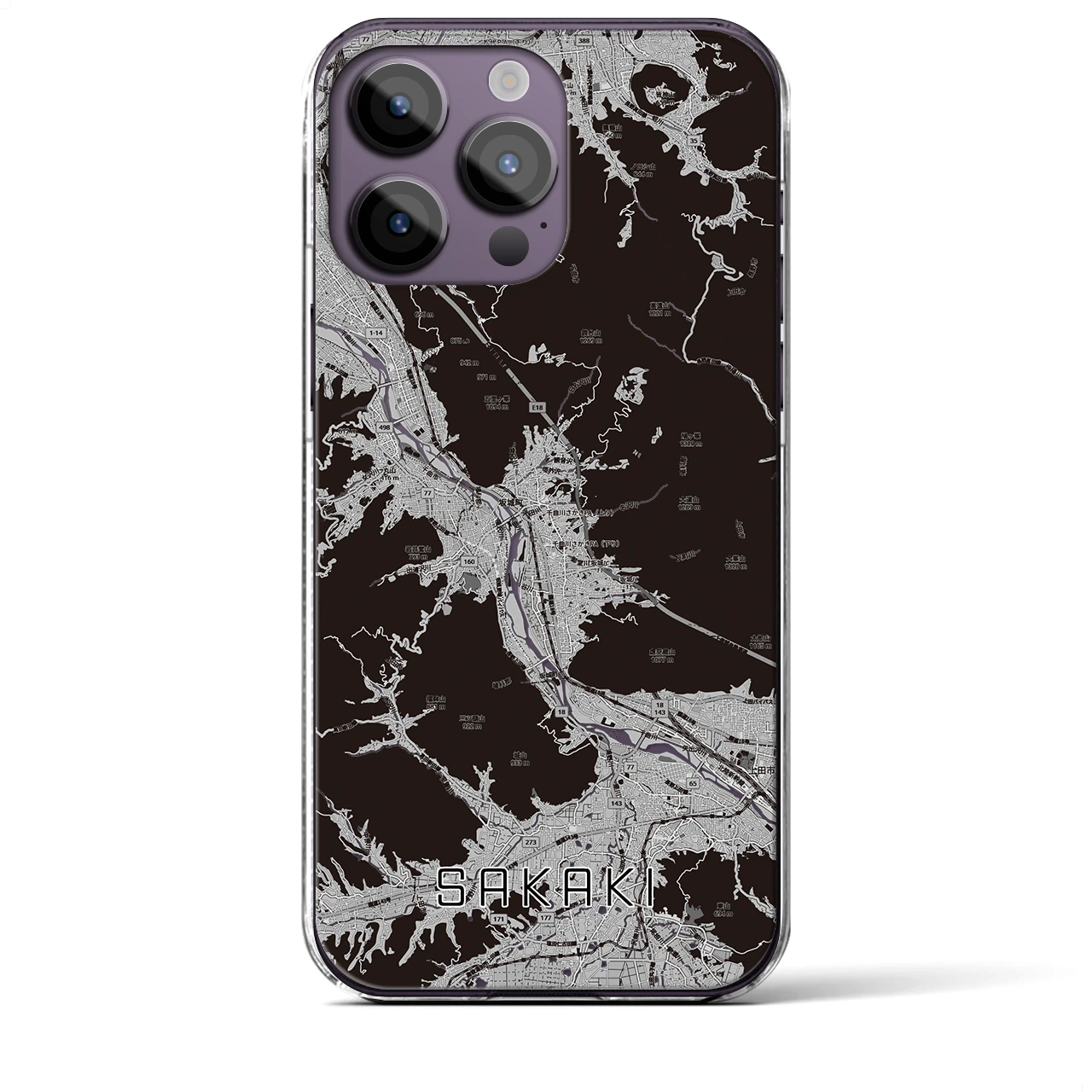 【坂城（長野県）】地図柄iPhoneケース（クリアタイプ）