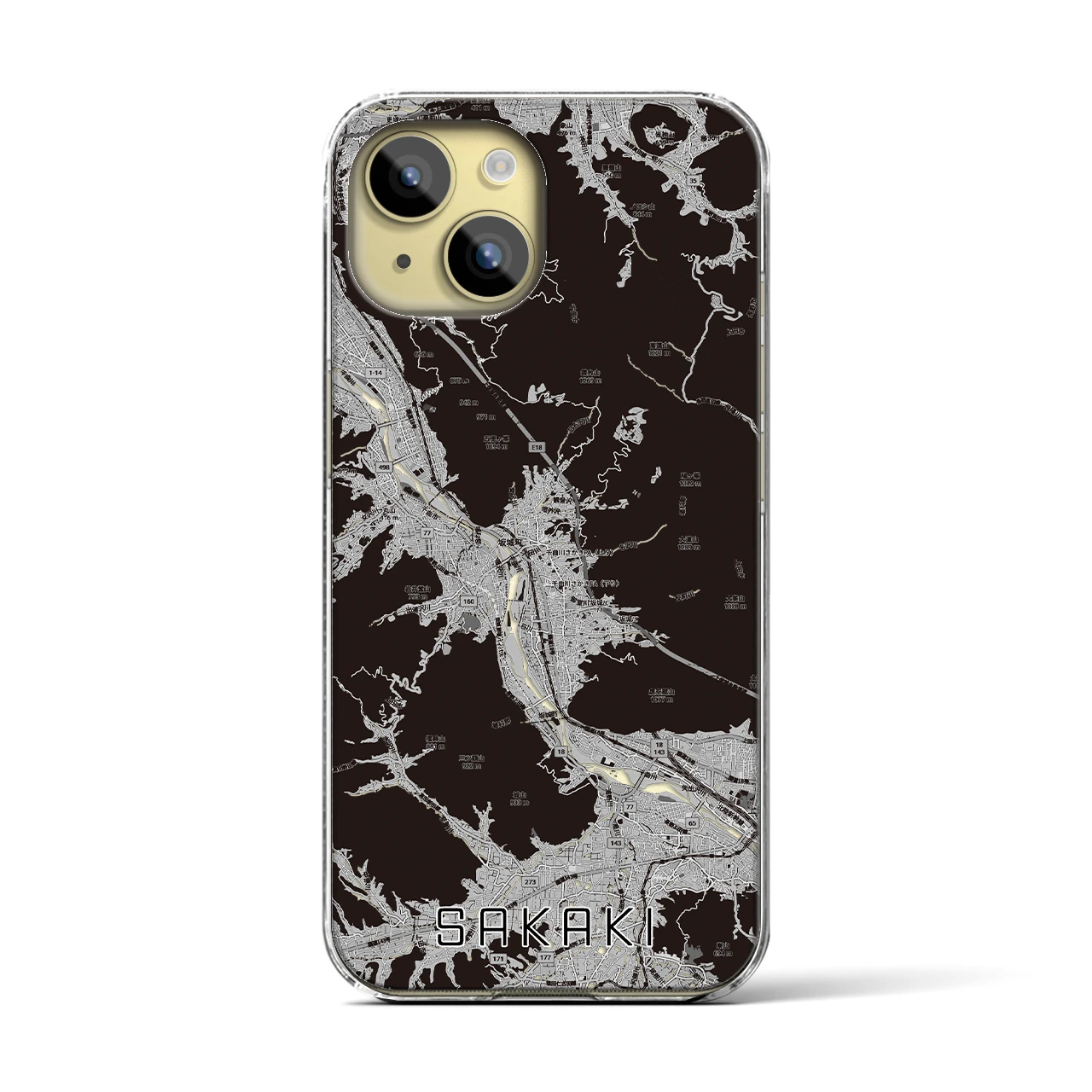 【坂城（長野県）】地図柄iPhoneケース（クリアタイプ）