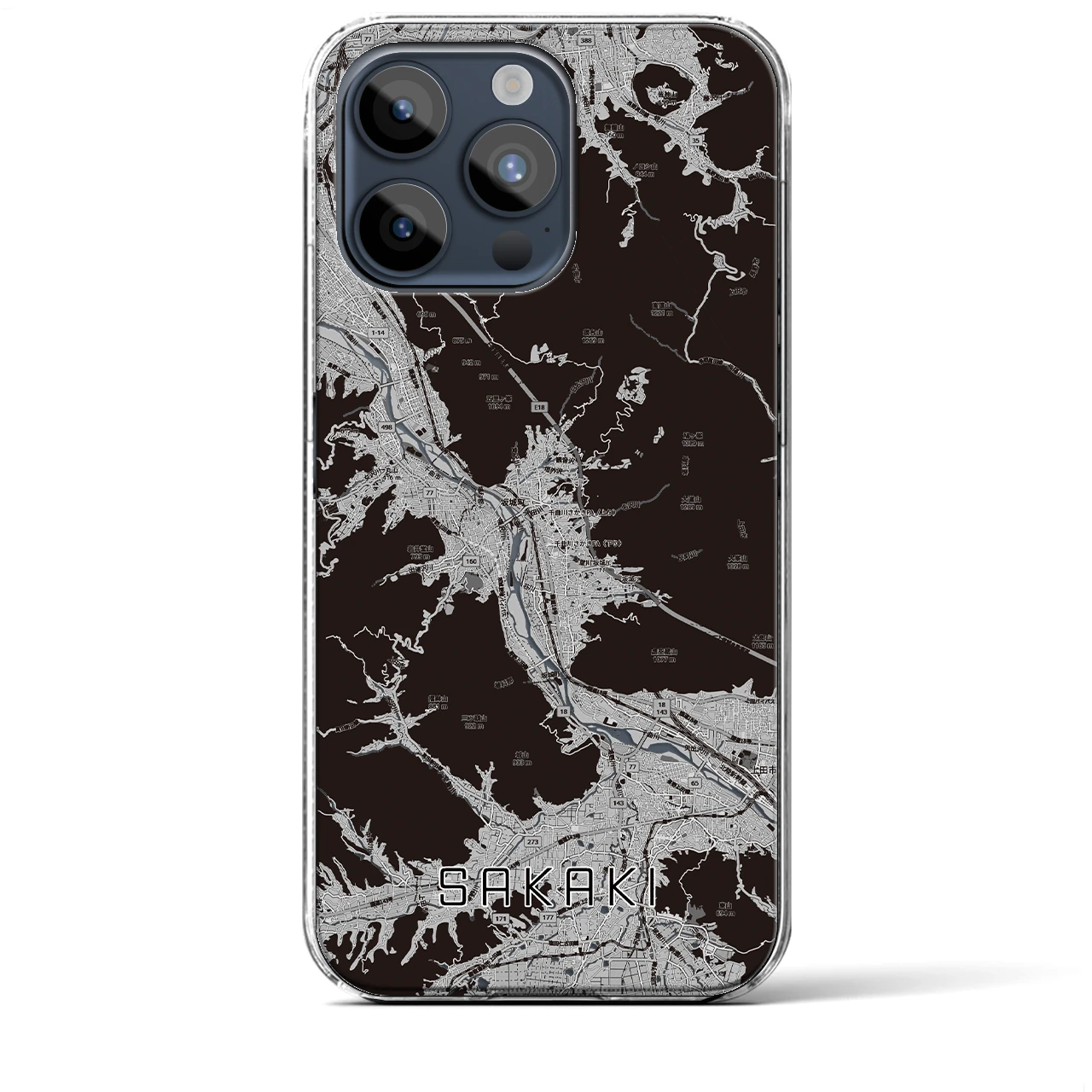 【坂城（長野県）】地図柄iPhoneケース（クリアタイプ）