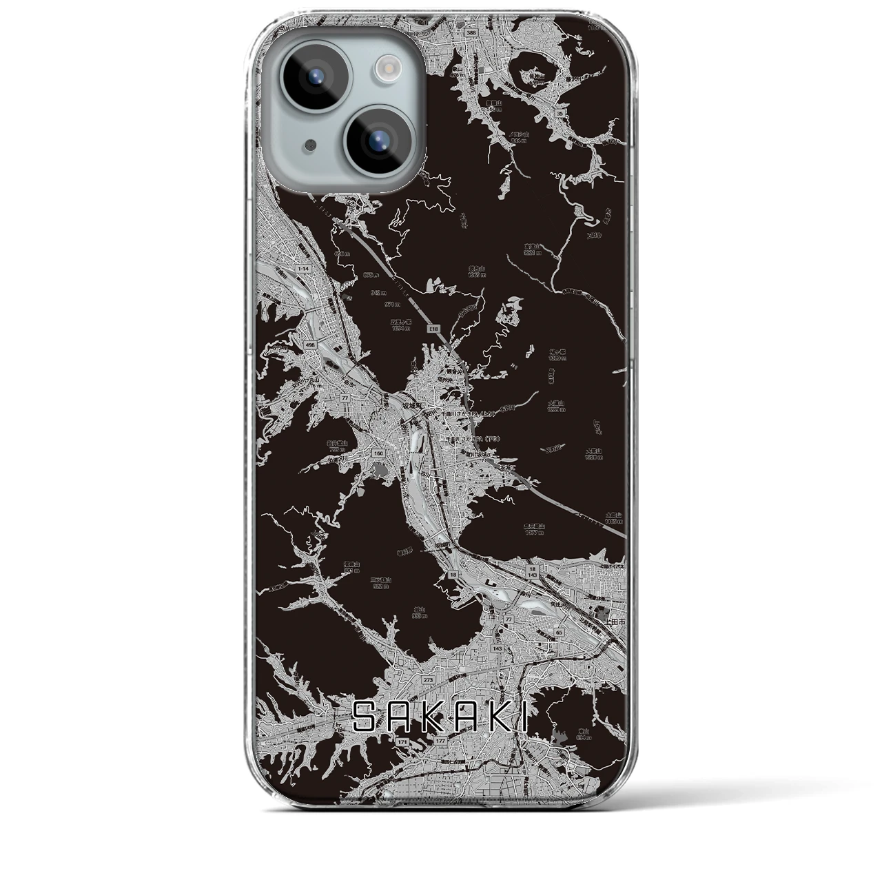 【坂城（長野県）】地図柄iPhoneケース（クリアタイプ）