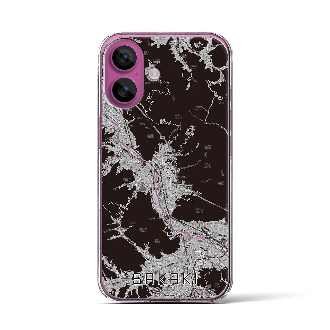 【坂城（長野県）】地図柄iPhoneケース（クリアタイプ）