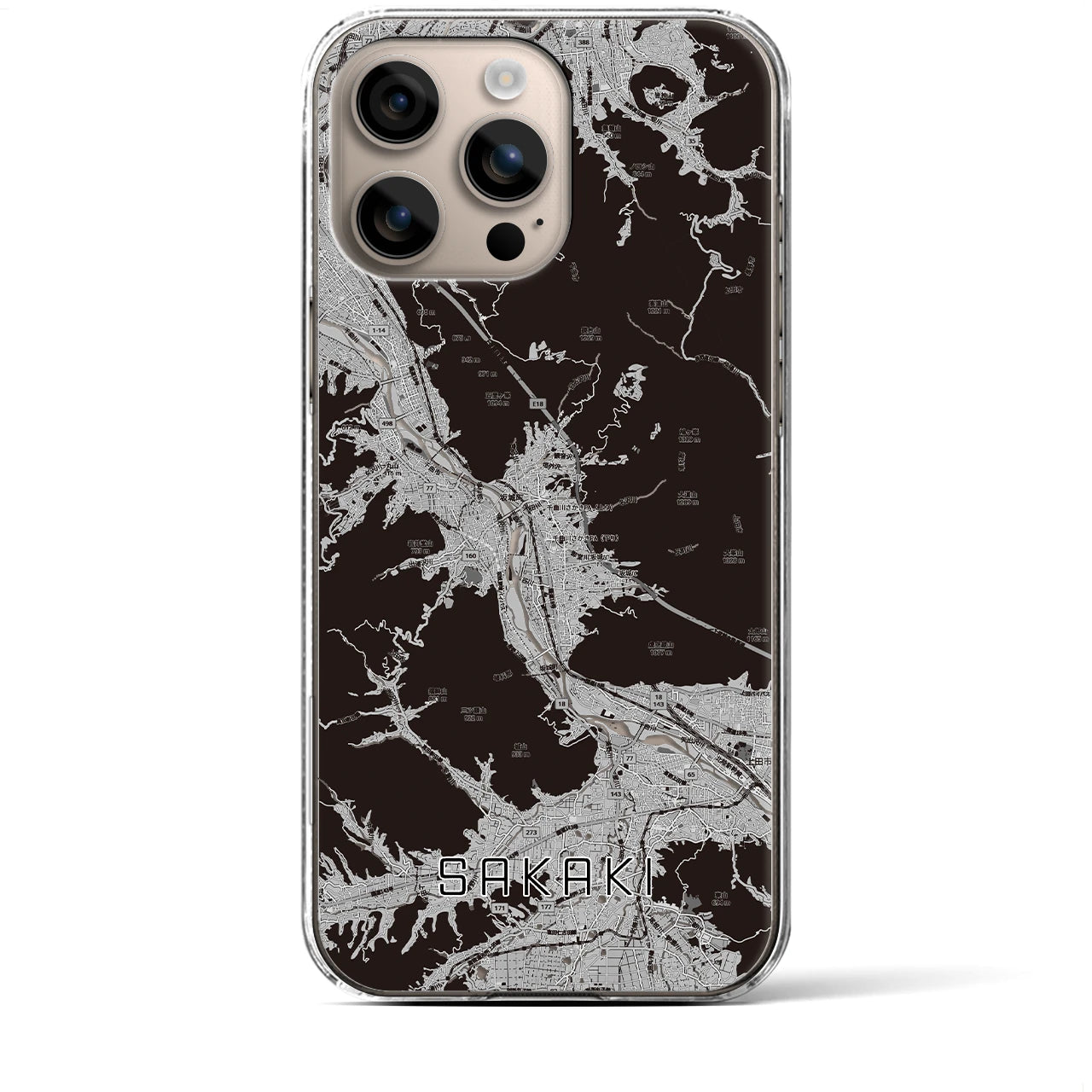 【坂城（長野県）】地図柄iPhoneケース（クリアタイプ）