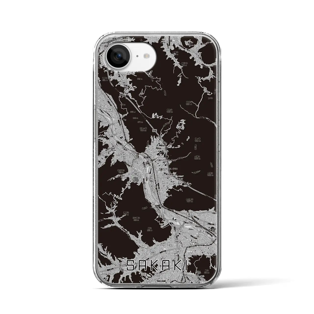 【坂城（長野県）】地図柄iPhoneケース（クリアタイプ）