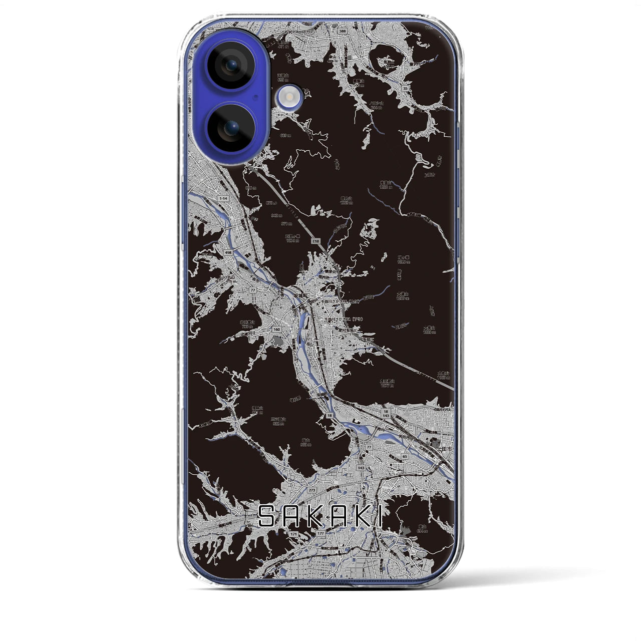 【坂城（長野県）】地図柄iPhoneケース（クリアタイプ）