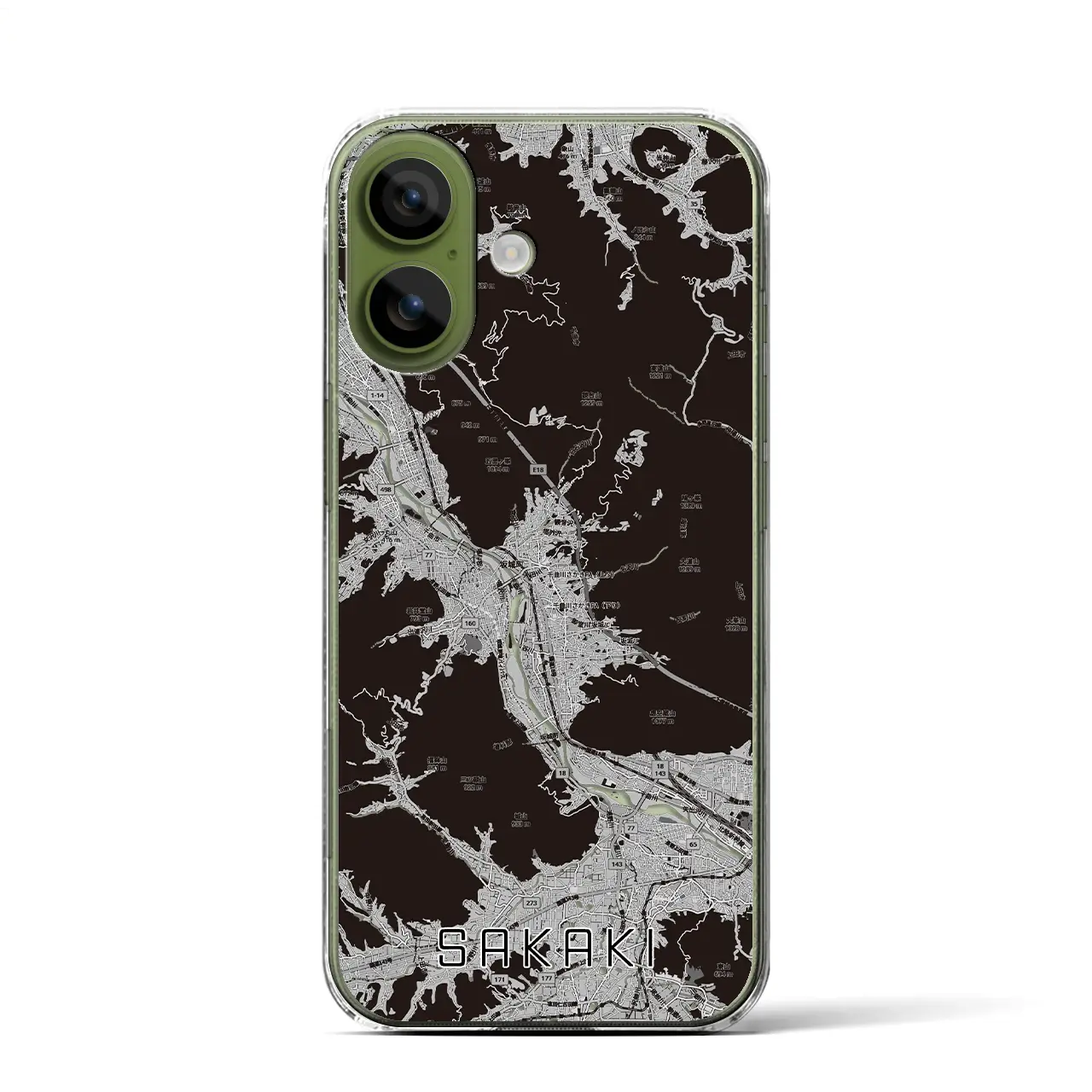 【坂城（長野県）】地図柄iPhoneケース（クリアタイプ）