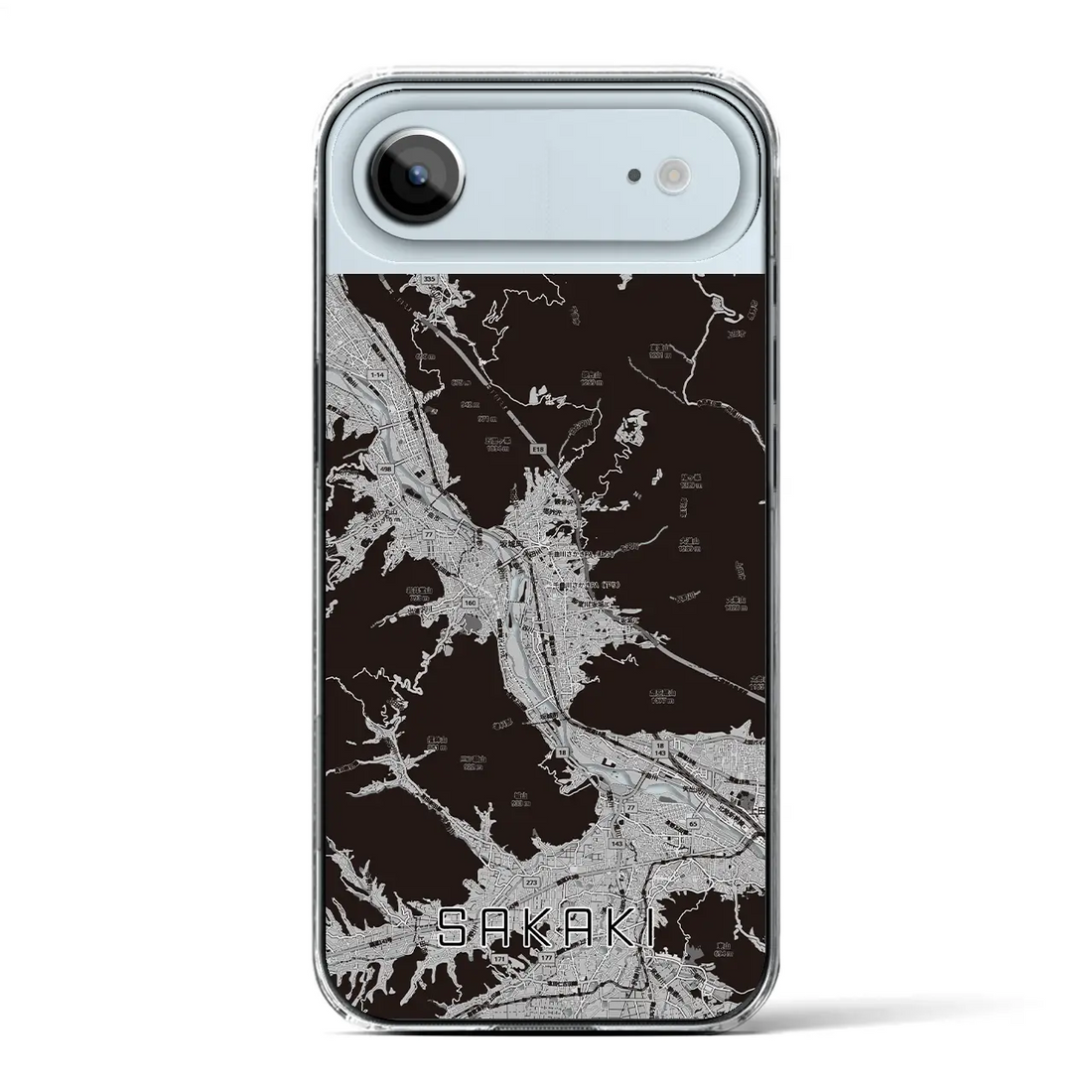 【坂城（長野県）】地図柄iPhoneケース（クリアタイプ）モノトーン・iPhone 17 Pro Max 用