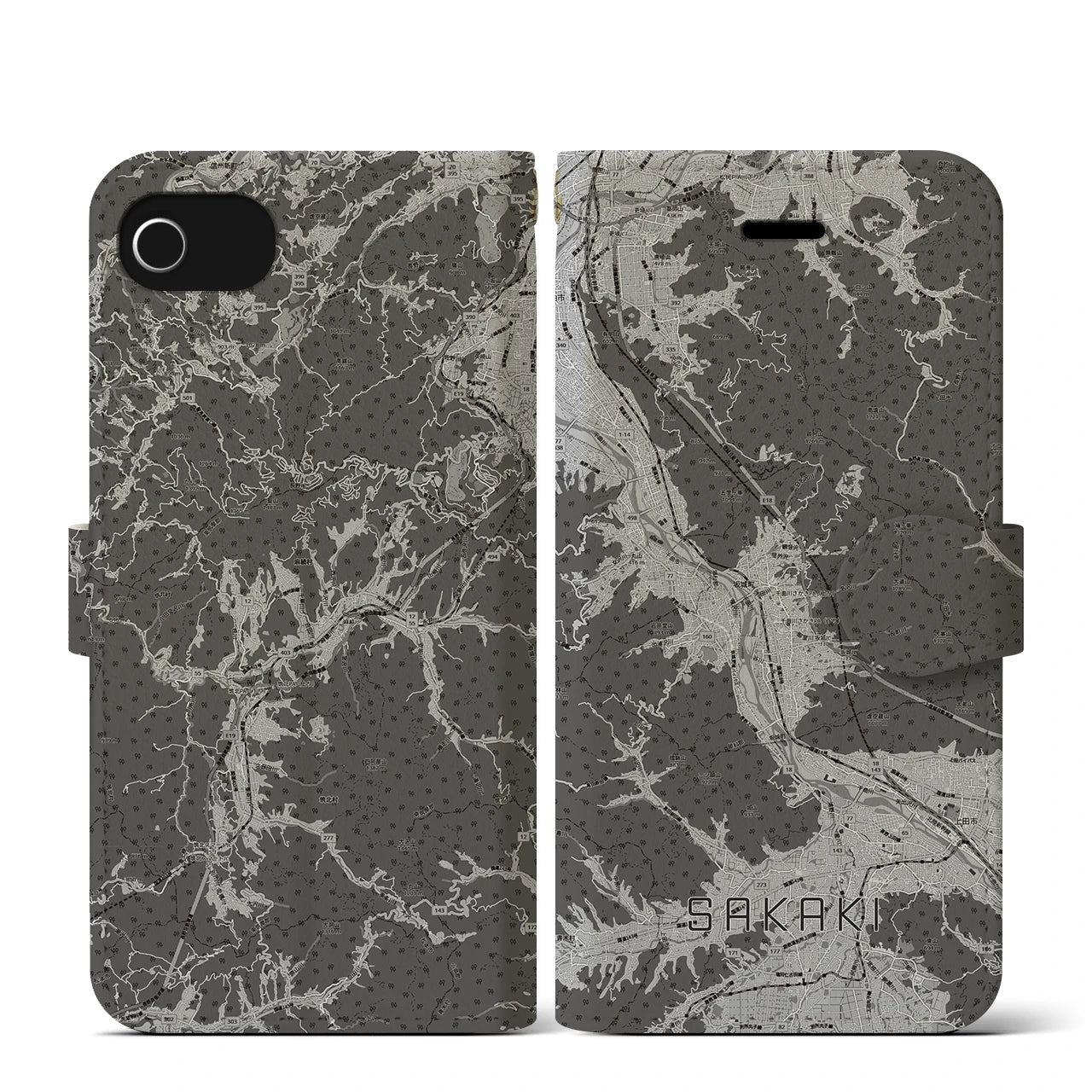 【坂城（長野県）】地図柄iPhoneケース（手帳タイプ）