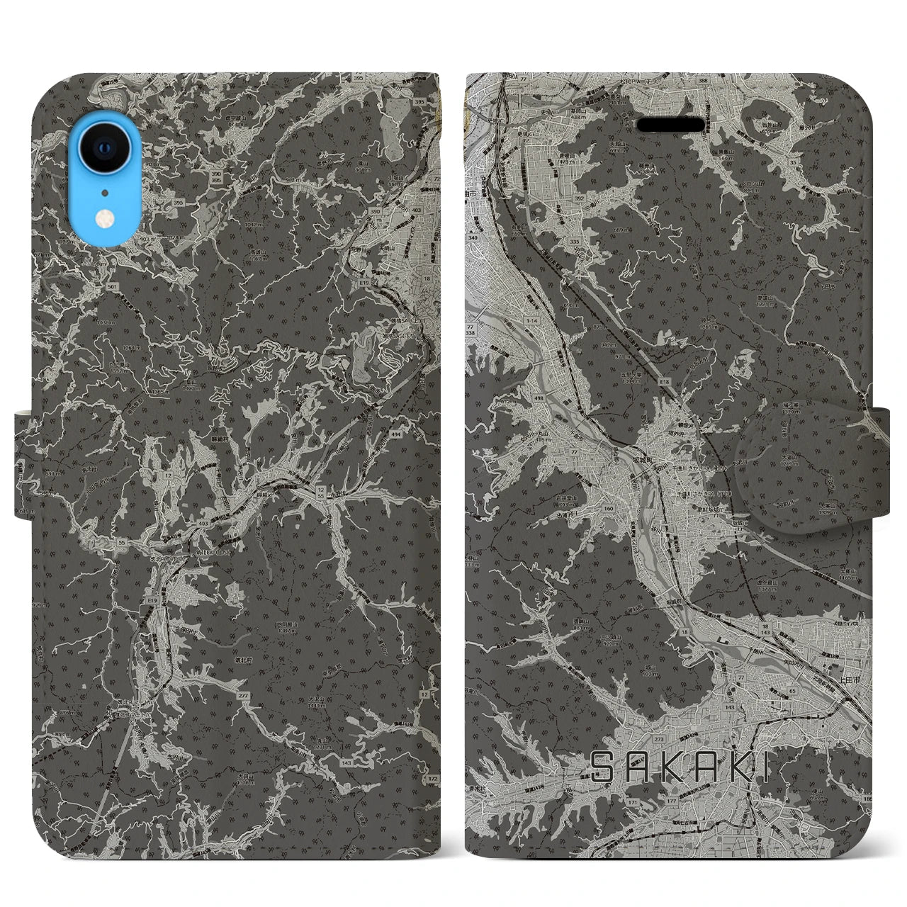 【坂城（長野県）】地図柄iPhoneケース（手帳タイプ）