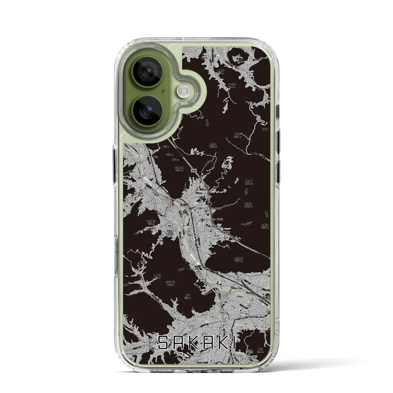 【坂城（長野県）】地図柄iPhoneケース（MagSafeタイプ）モノトーン・iPhone 17 Pro Max 用