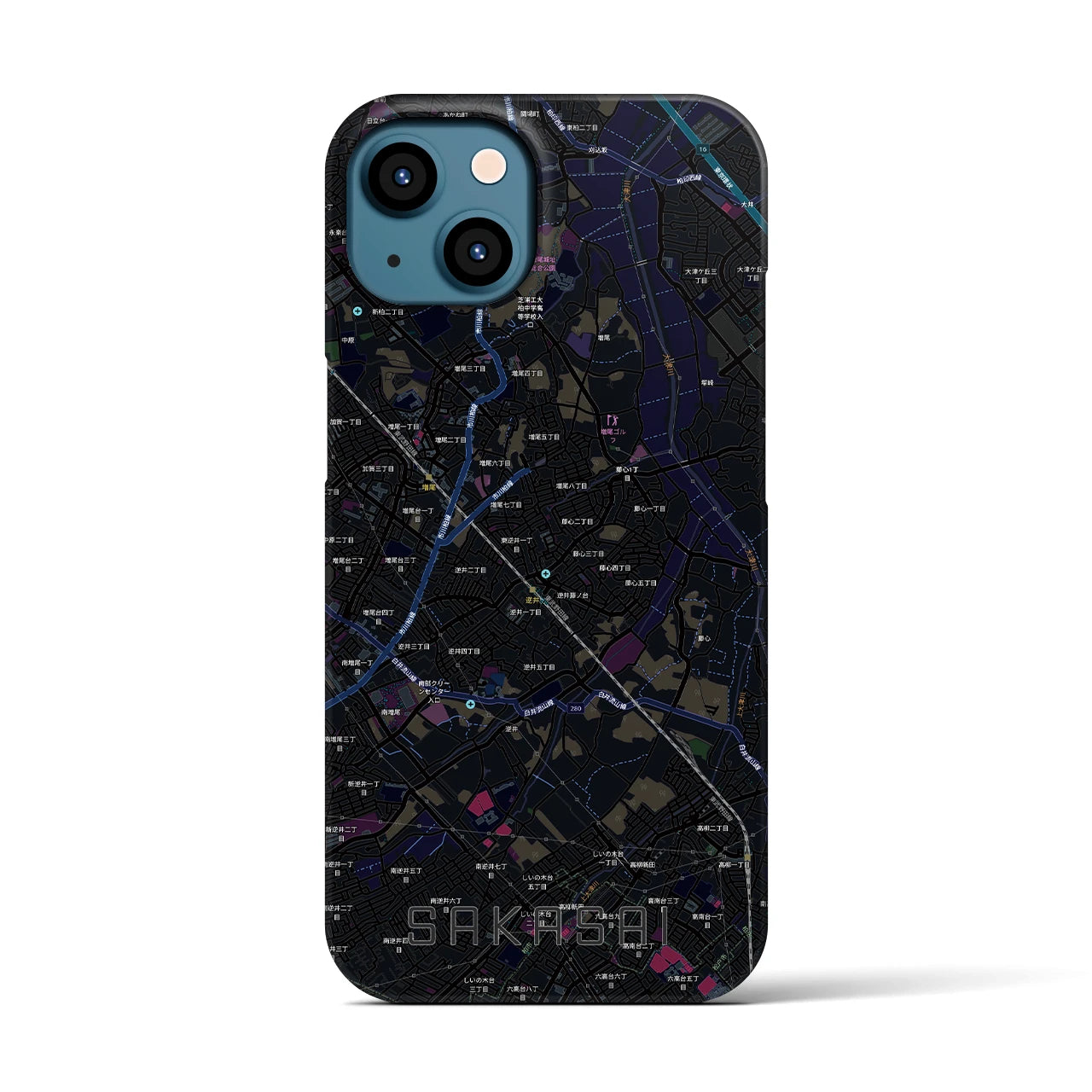 【逆井（千葉県）】地図柄iPhoneケース（バックカバータイプ）