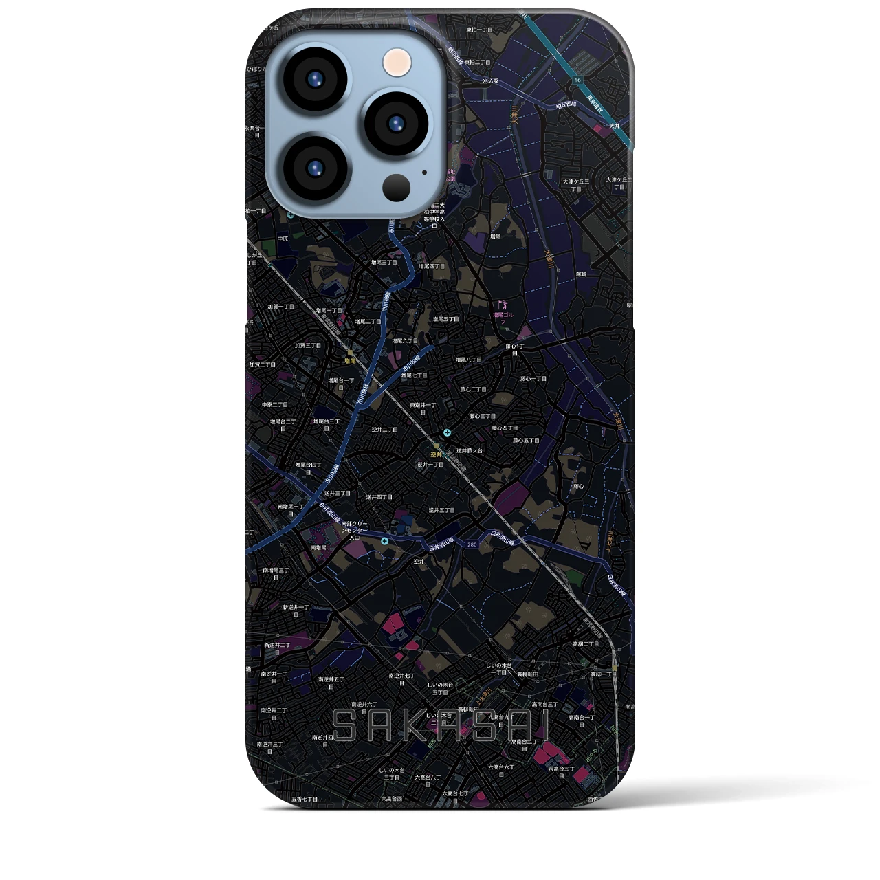 【逆井（千葉県）】地図柄iPhoneケース（バックカバータイプ）