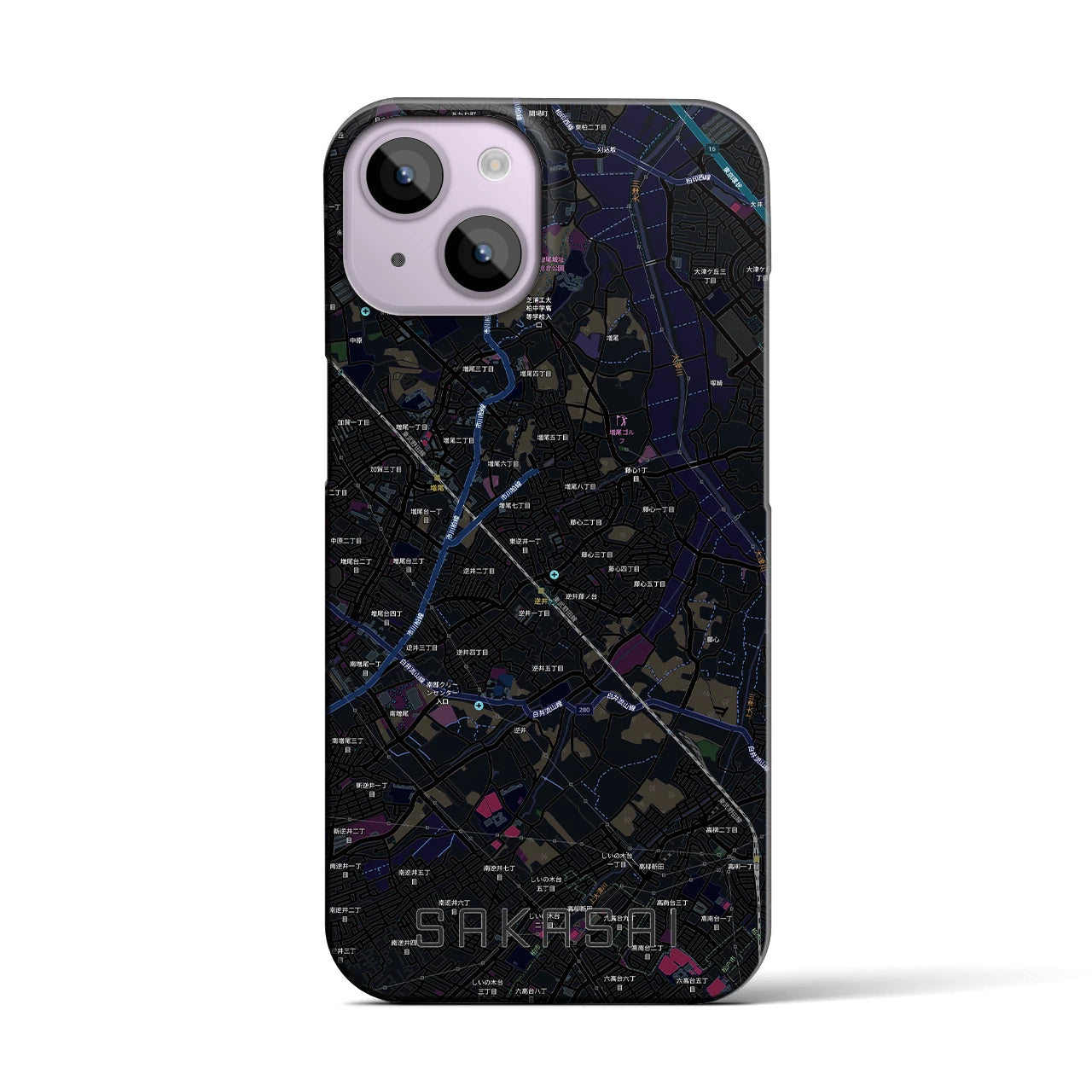 【逆井（千葉県）】地図柄iPhoneケース（バックカバータイプ）