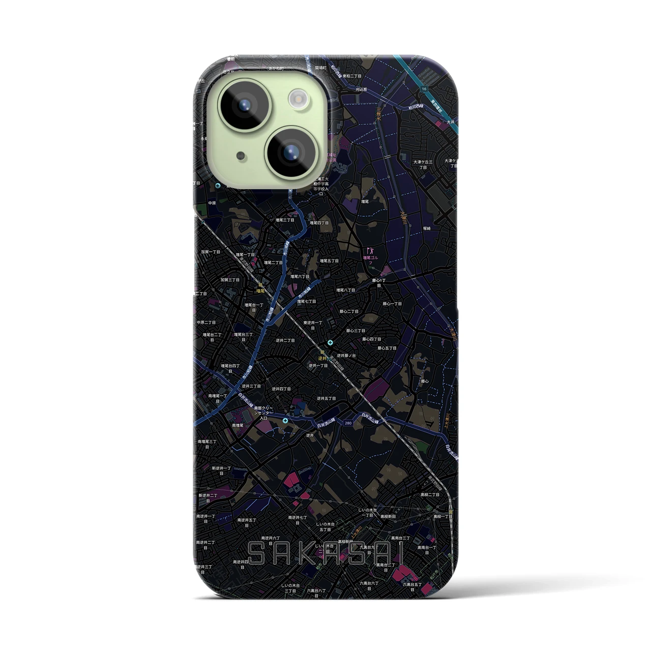 【逆井（千葉県）】地図柄iPhoneケース（バックカバータイプ）
