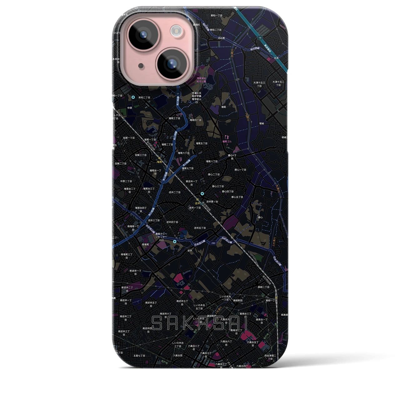 【逆井（千葉県）】地図柄iPhoneケース（バックカバータイプ）