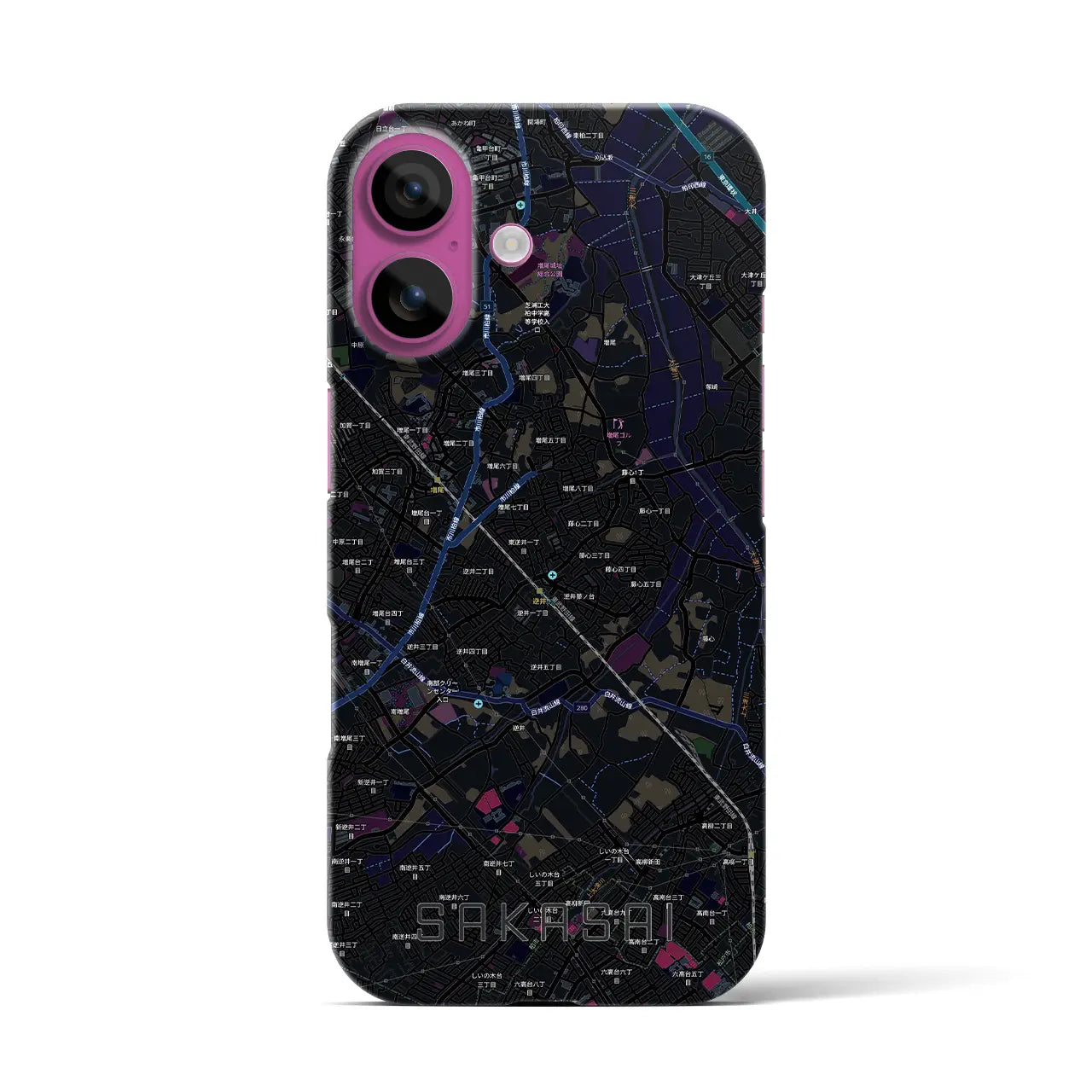 【逆井（千葉県）】地図柄iPhoneケース（バックカバータイプ）