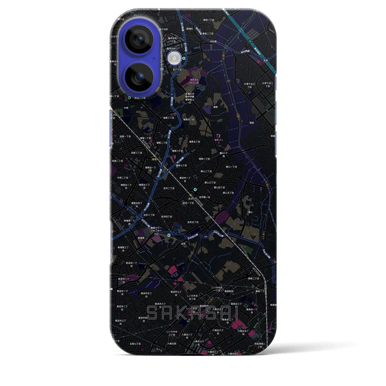 【逆井（千葉県）】地図柄iPhoneケース（バックカバータイプ）