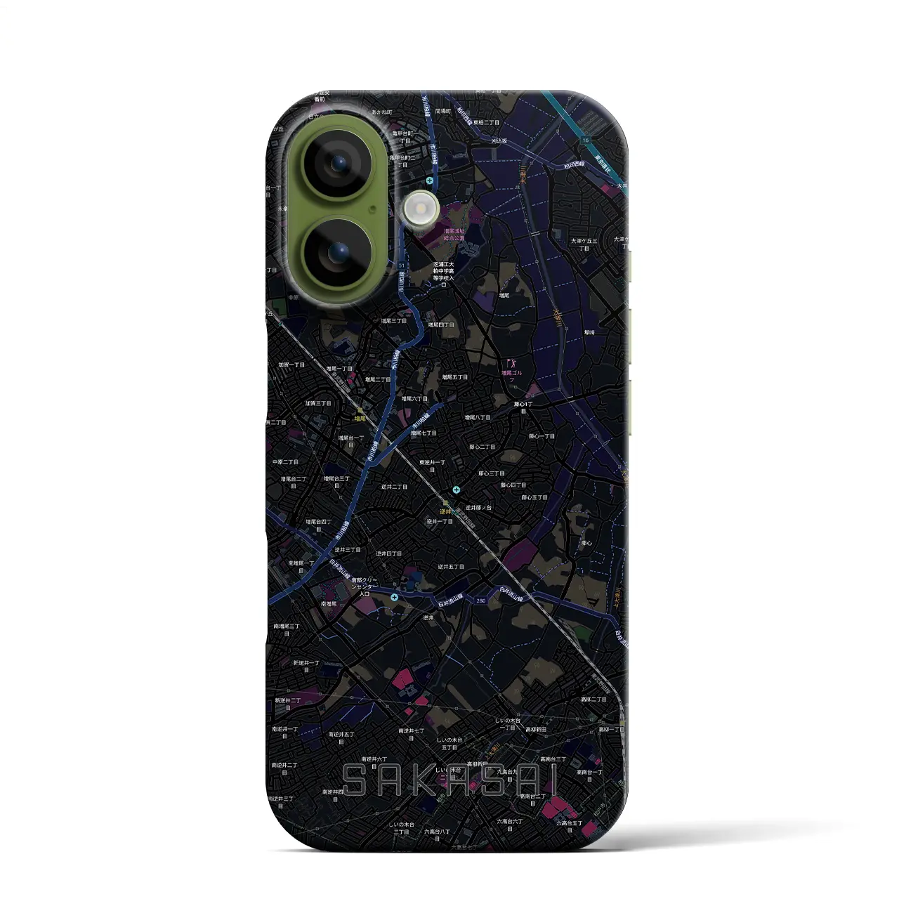 【逆井（千葉県）】地図柄iPhoneケース（バックカバータイプ）