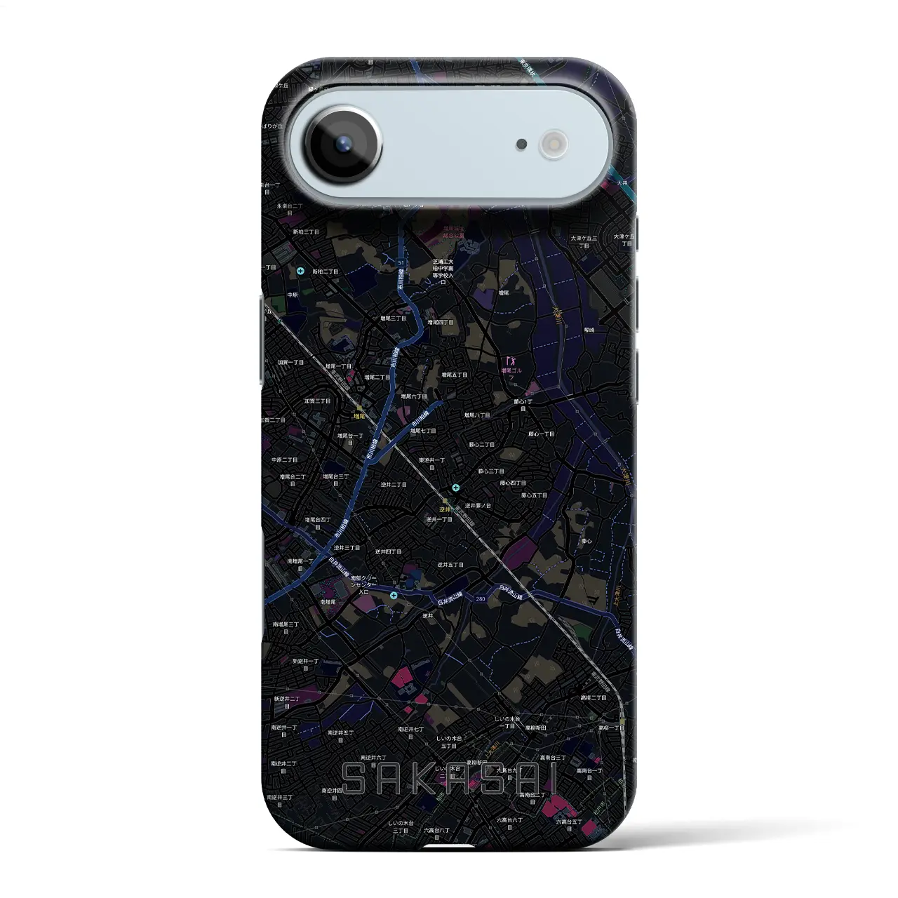 【逆井（千葉県）】地図柄iPhoneケース（バックカバータイプ）