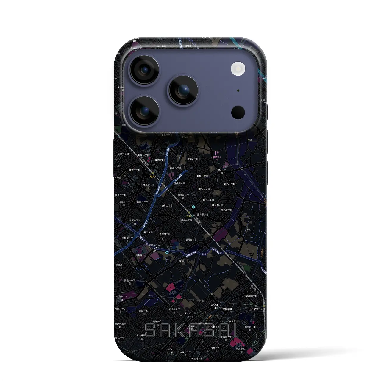 【逆井（千葉県）】地図柄iPhoneケース（バックカバータイプ）