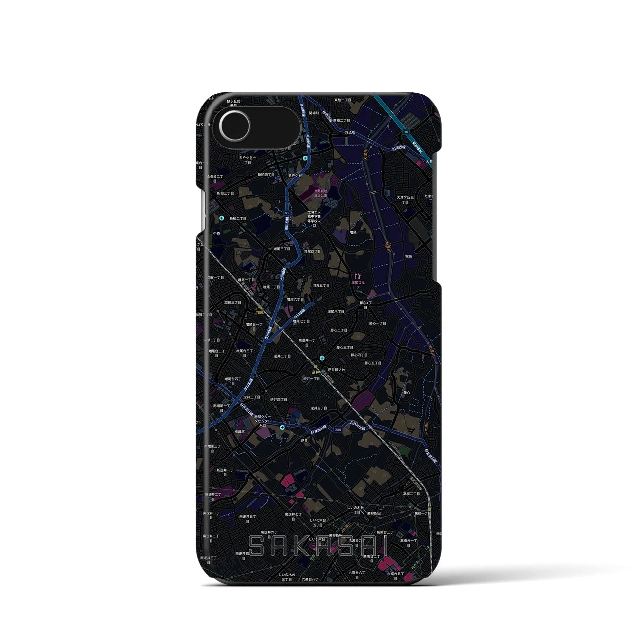 【逆井（千葉県）】地図柄iPhoneケース（バックカバータイプ）