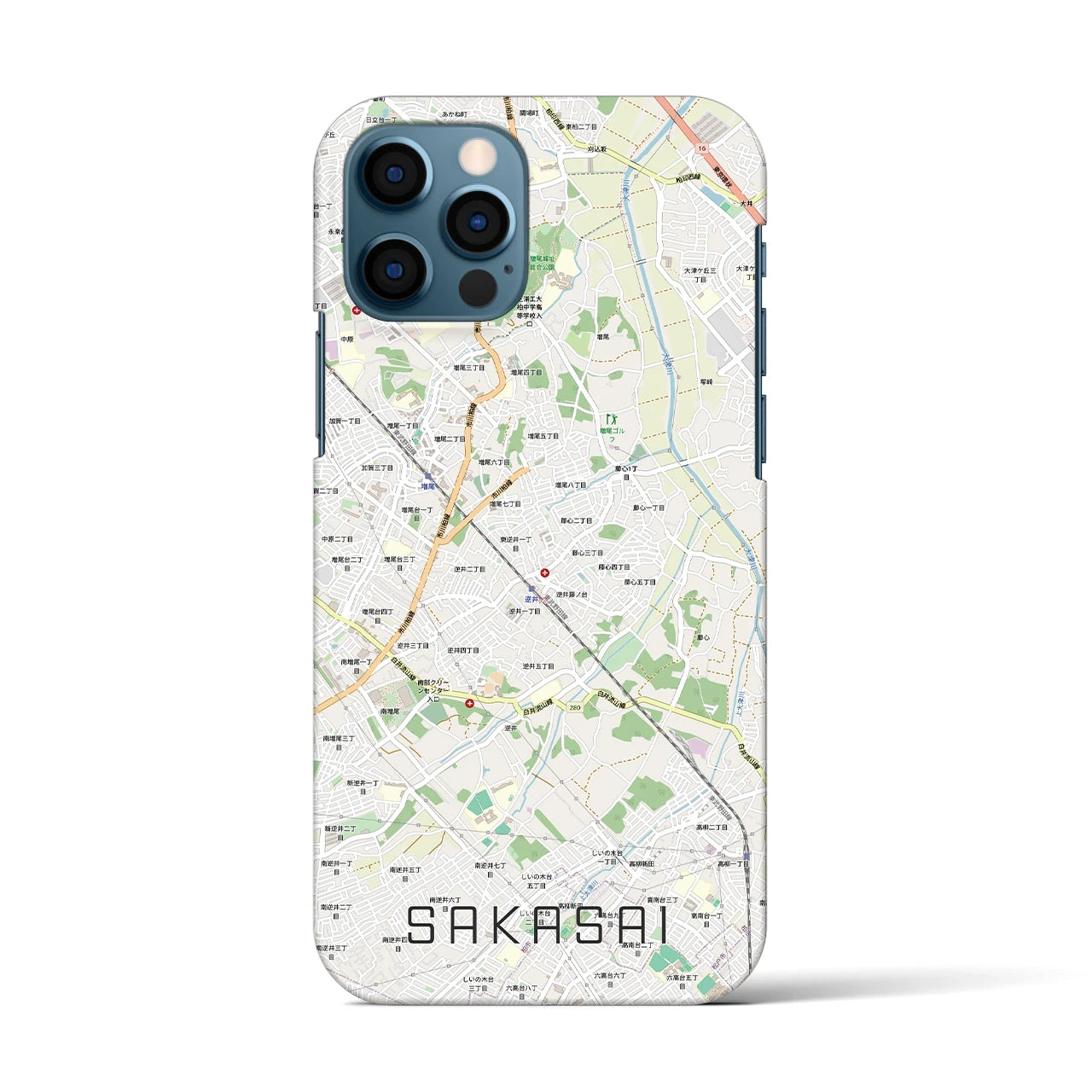 【逆井（千葉県）】地図柄iPhoneケース（バックカバータイプ）