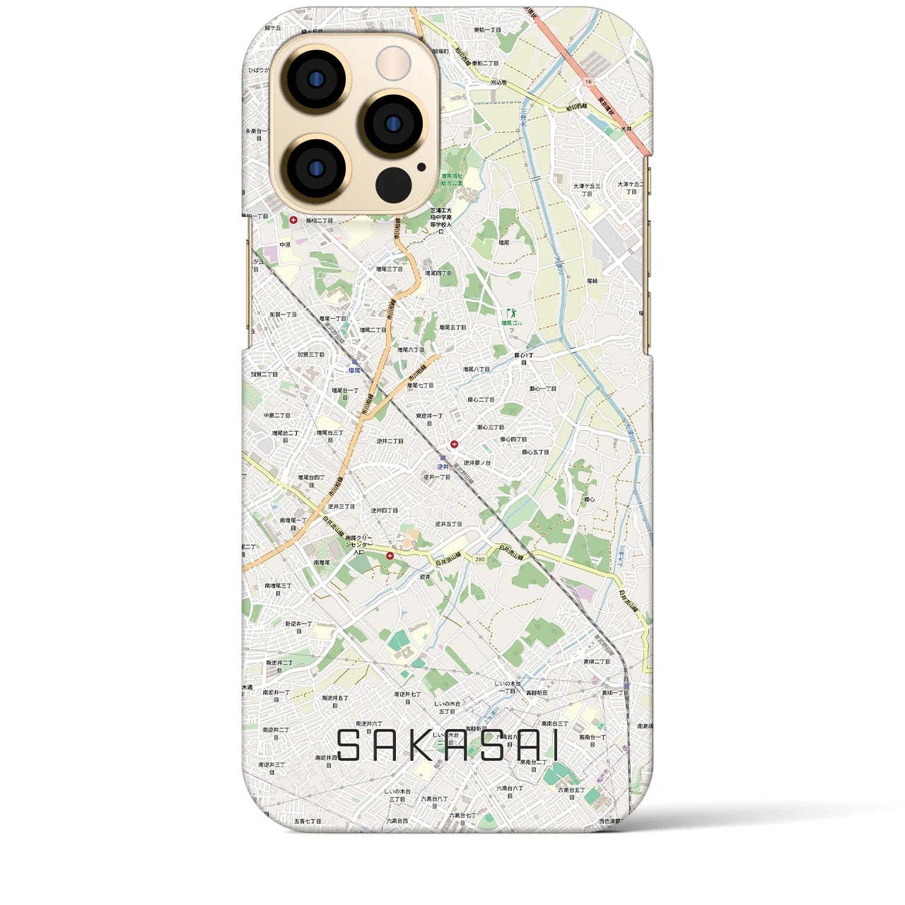 【逆井（千葉県）】地図柄iPhoneケース（バックカバータイプ）