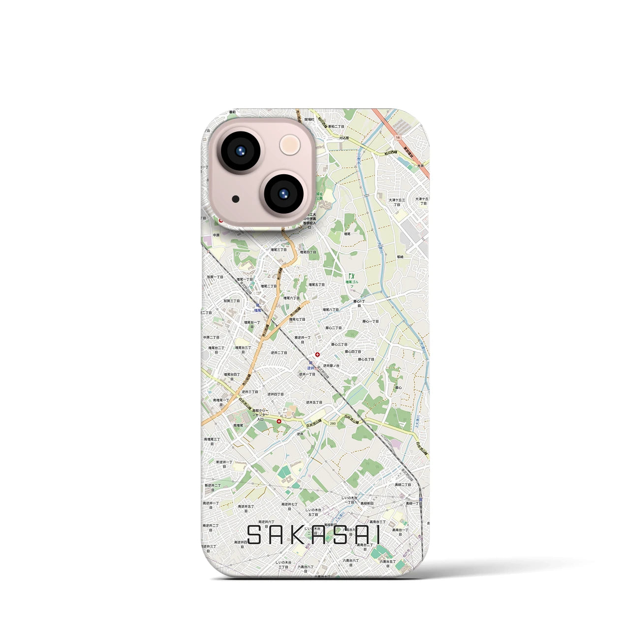【逆井（千葉県）】地図柄iPhoneケース（バックカバータイプ）