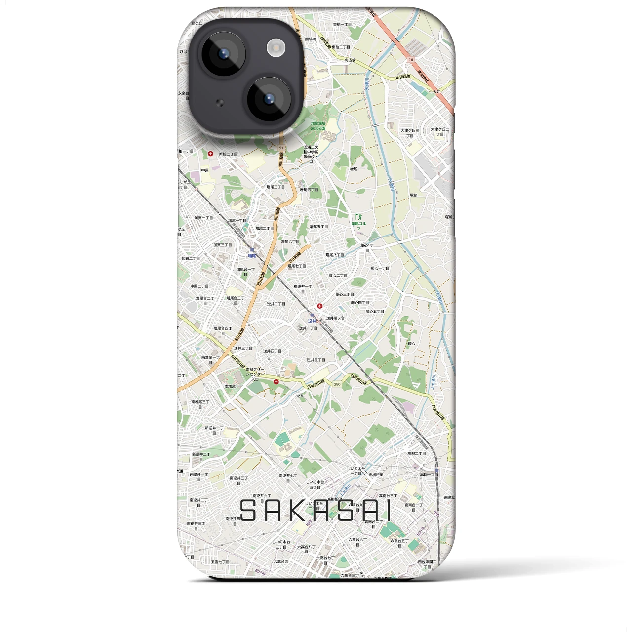 【逆井（千葉県）】地図柄iPhoneケース（バックカバータイプ）