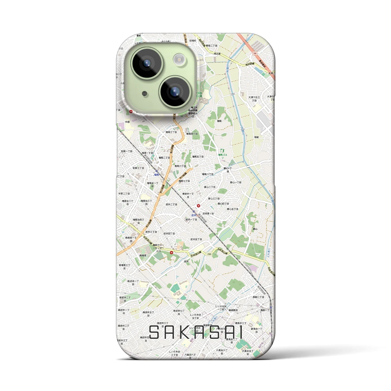 【逆井（千葉県）】地図柄iPhoneケース（バックカバータイプ）