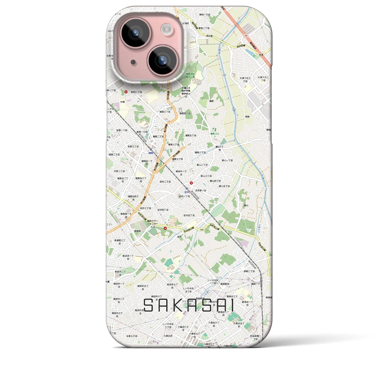 【逆井（千葉県）】地図柄iPhoneケース（バックカバータイプ）