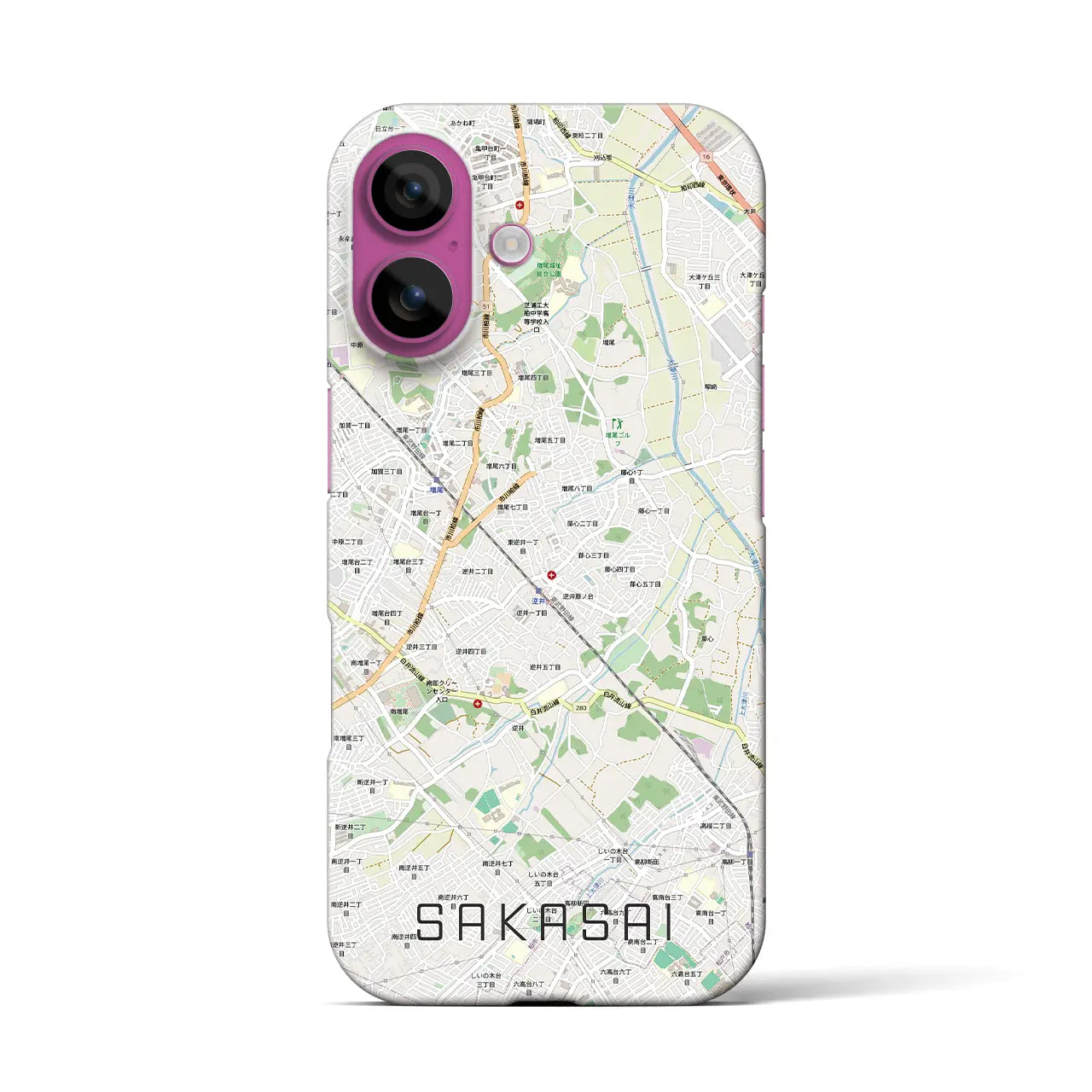 【逆井（千葉県）】地図柄iPhoneケース（バックカバータイプ）