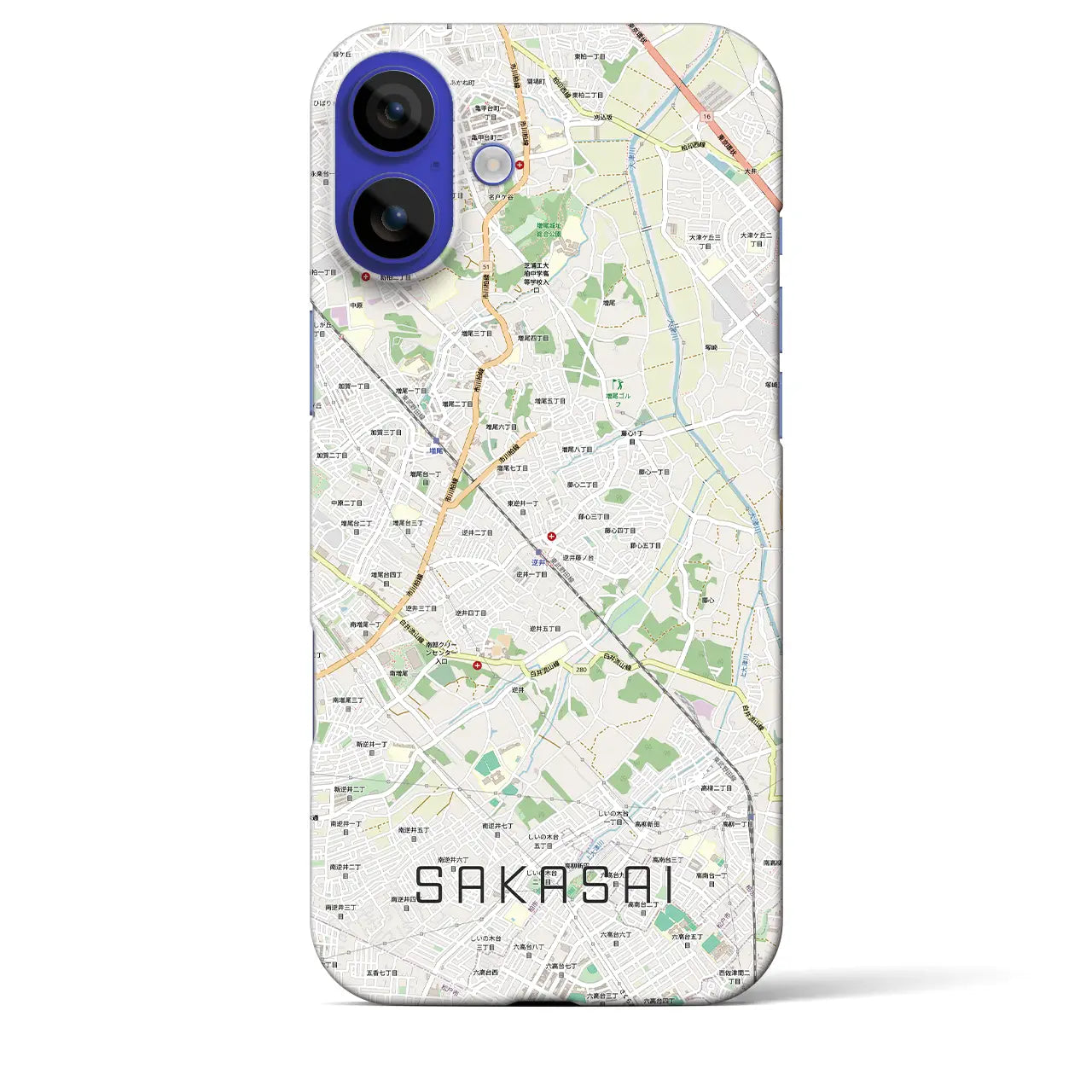 【逆井（千葉県）】地図柄iPhoneケース（バックカバータイプ）